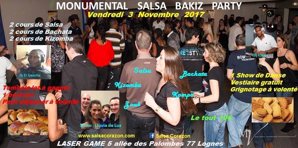 Monumental SALSA BAKIZ Party vend 3 Nov au Laser Game, Lognes
