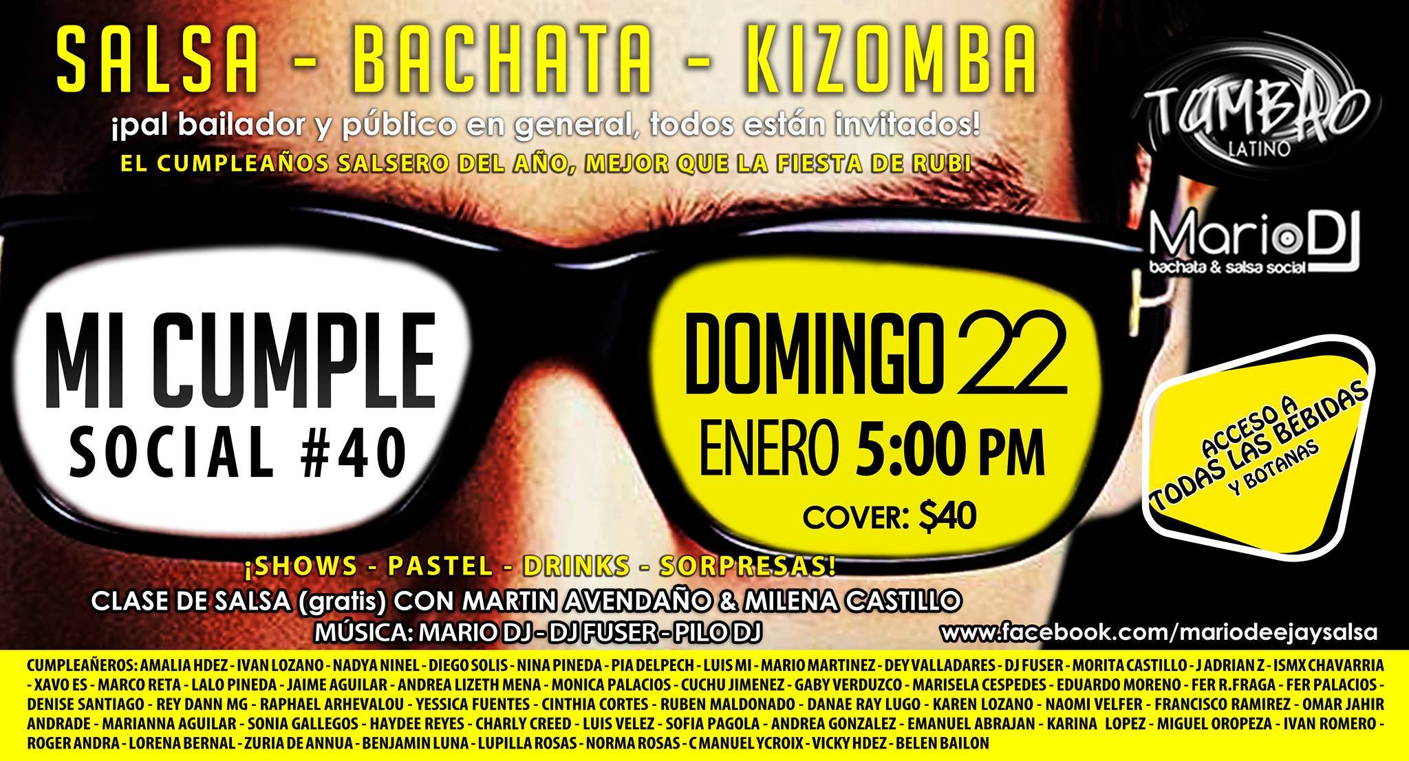 Mi Cumple Salsero #40 MARIO DJ Domingo 22 Enero 5 pm En Tumbao
