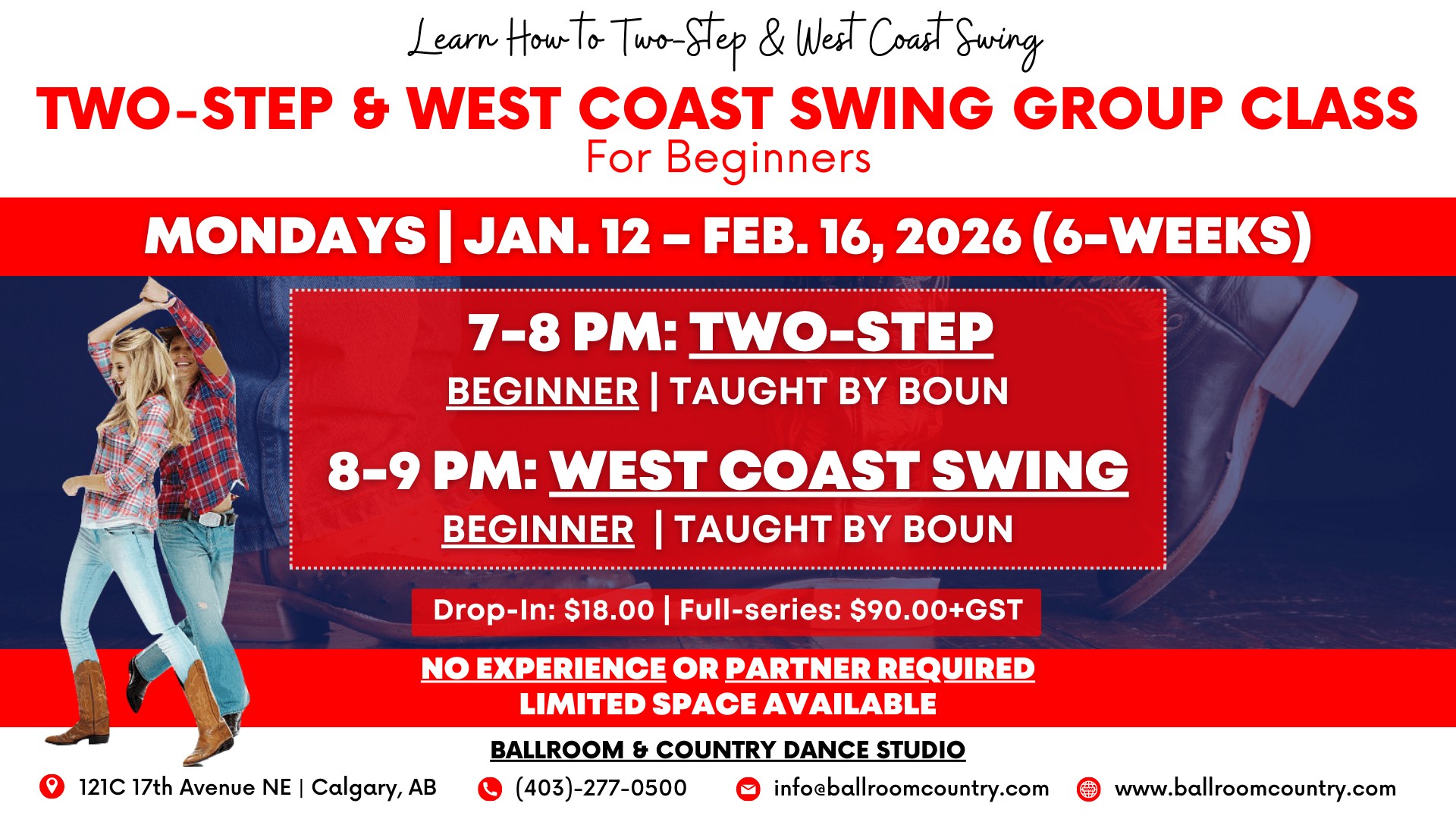 B&C: Two-Step & West Coast Swing Group Class (Beginner)