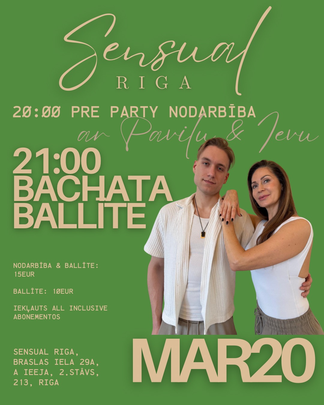 💚 BACHATA BALLĪTE 💚 SENSUAL Riga studijā 💚 pirms ballītes nodarbība ar PAVILU & IEVU