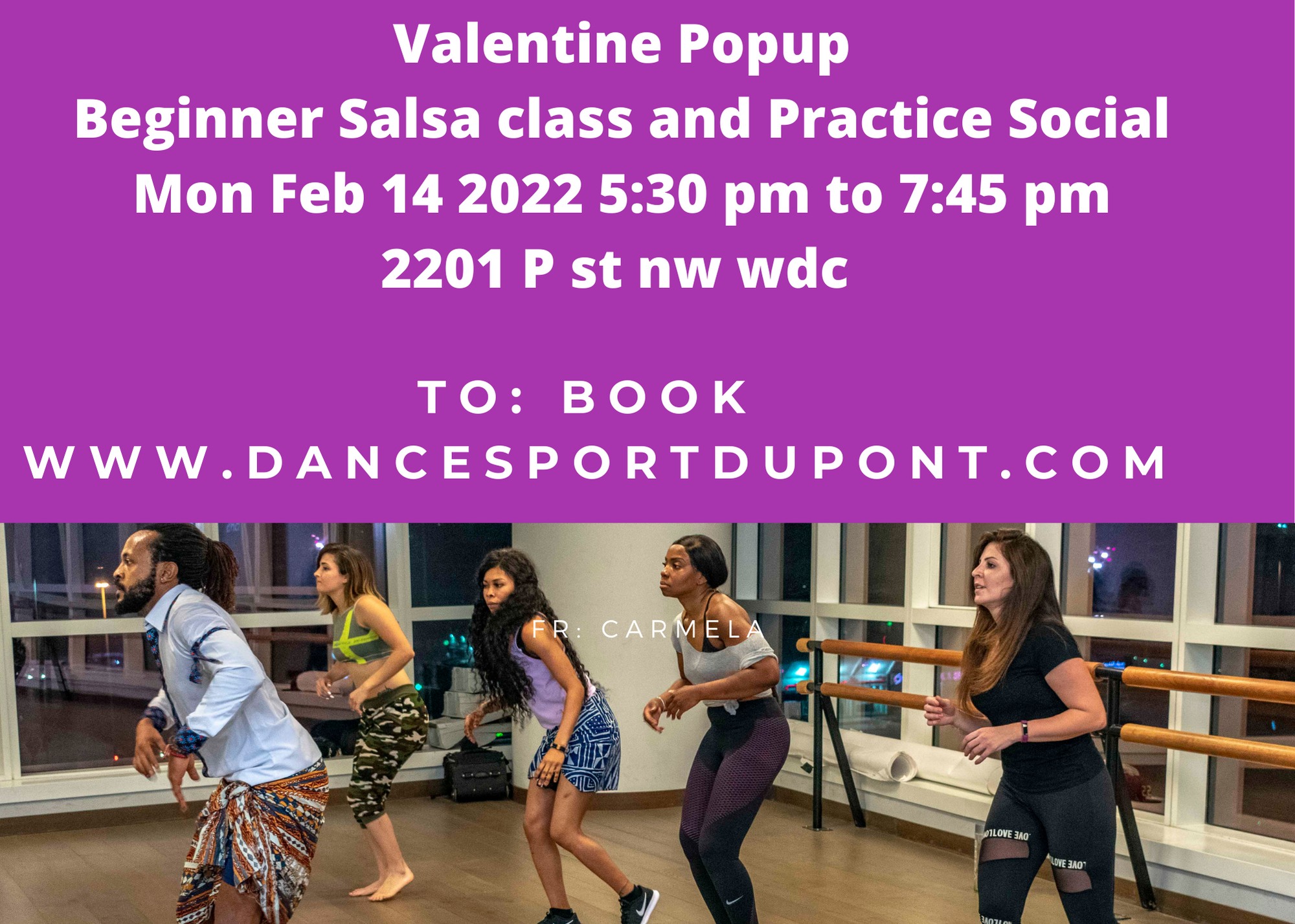 Valentine Weekend Absolute Beginner Pop Up Salsa class and Practice Social