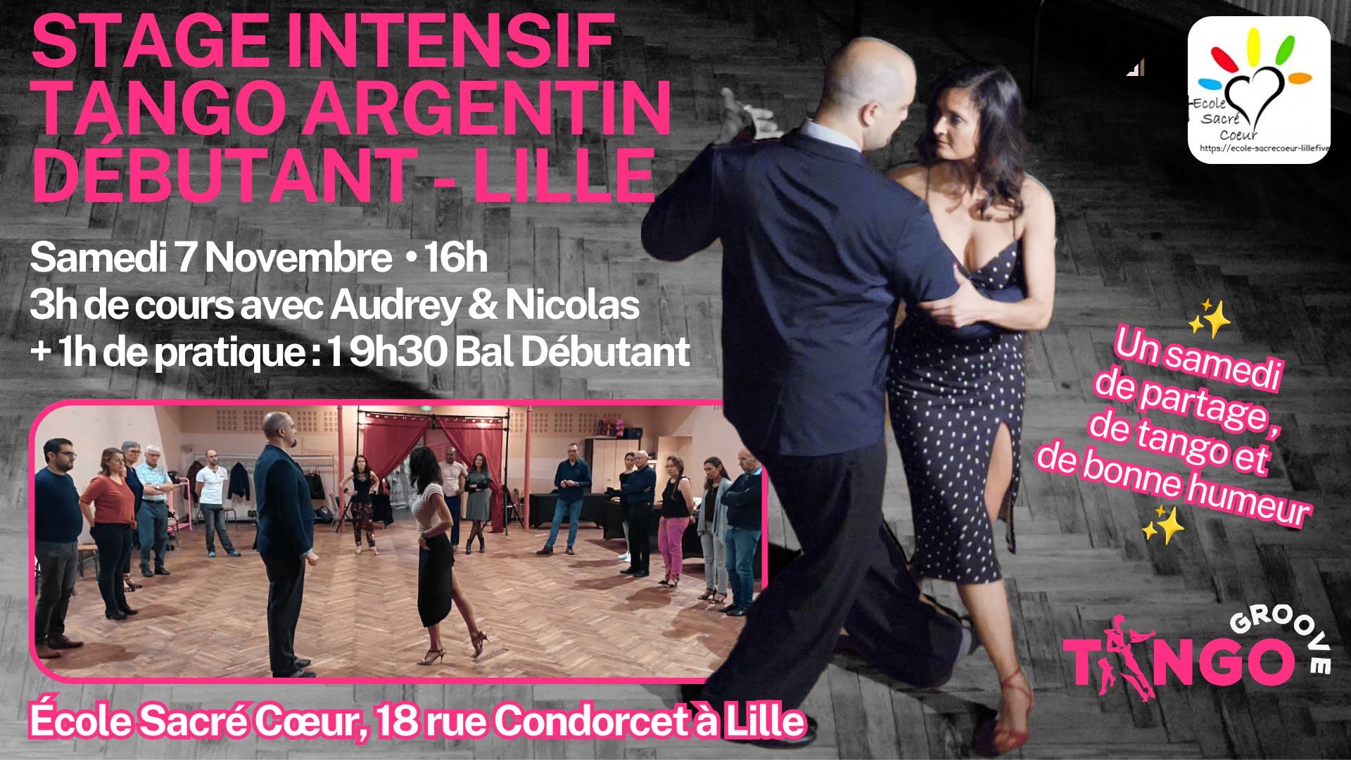 Lille -Stage Intensif TANGO Débutant 3h + bal