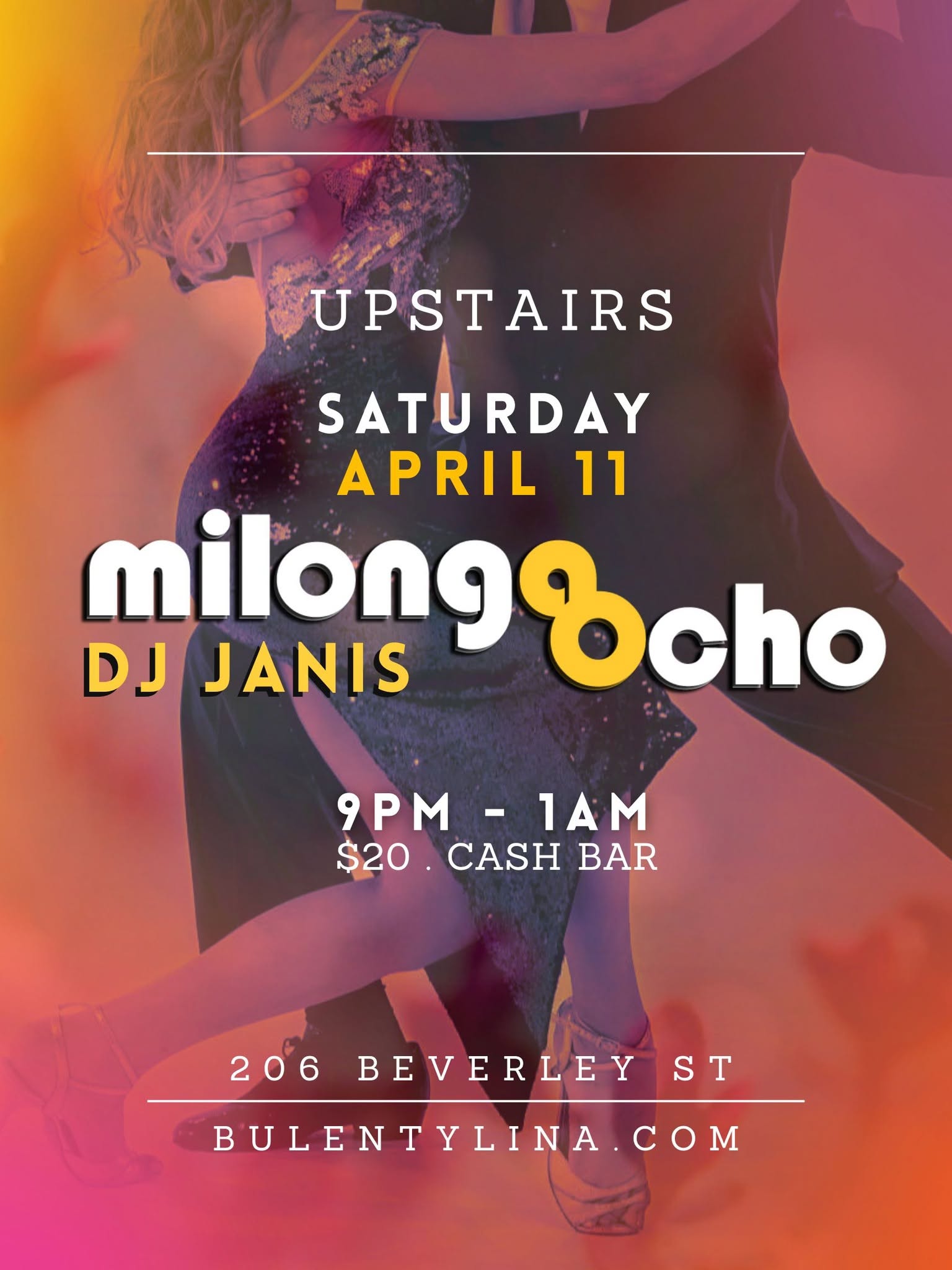 MILONGA OCHO Saturday, April 11. DJ Janis