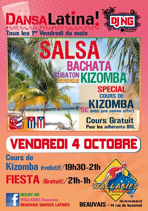 VENDREDI 4 OCTOBRE DANSA LATINA spéciale Kizomba au Wallabies.