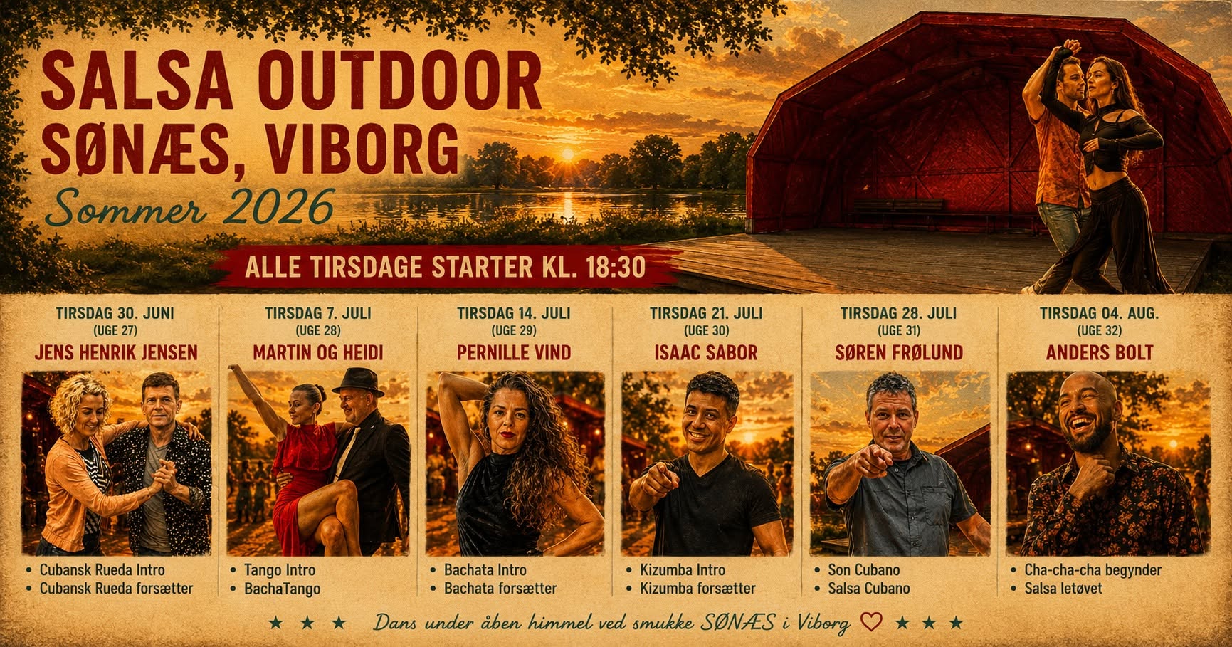 Salsa Outdoor 2026 6 sommeraftener med dans ved Sønæs, Viborg