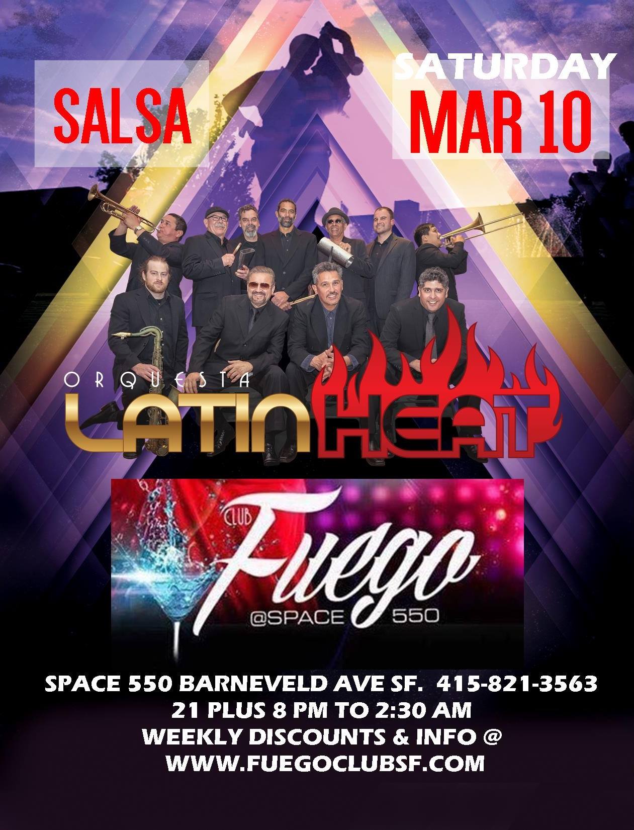 Orquesta Latin Heat at Club Fuego Space 550 SF