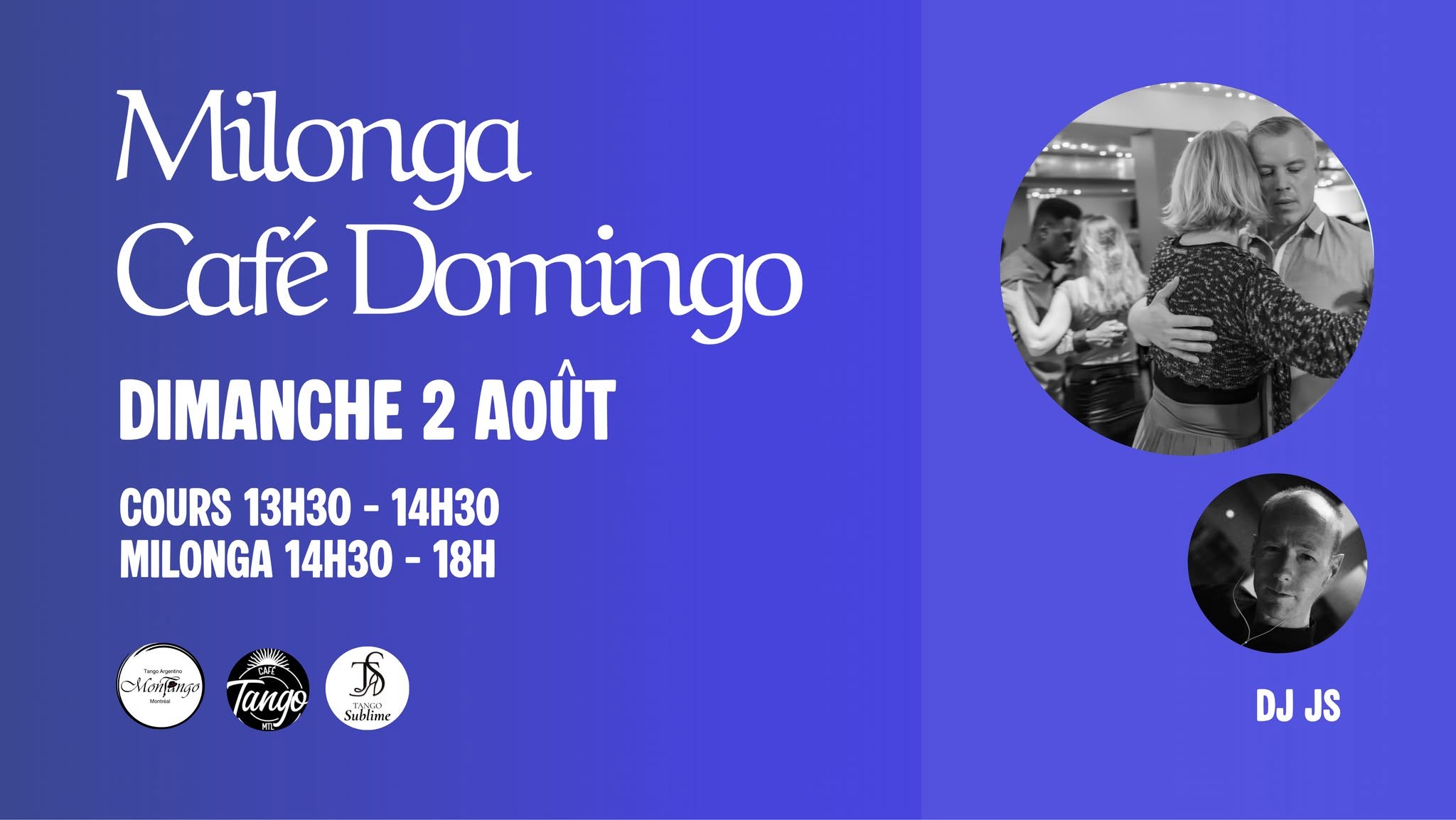 CAFÉ DOMINGO, la milonga du dimanche après-midi - DJ JS + Cours Thématique avec Jean Sébastien