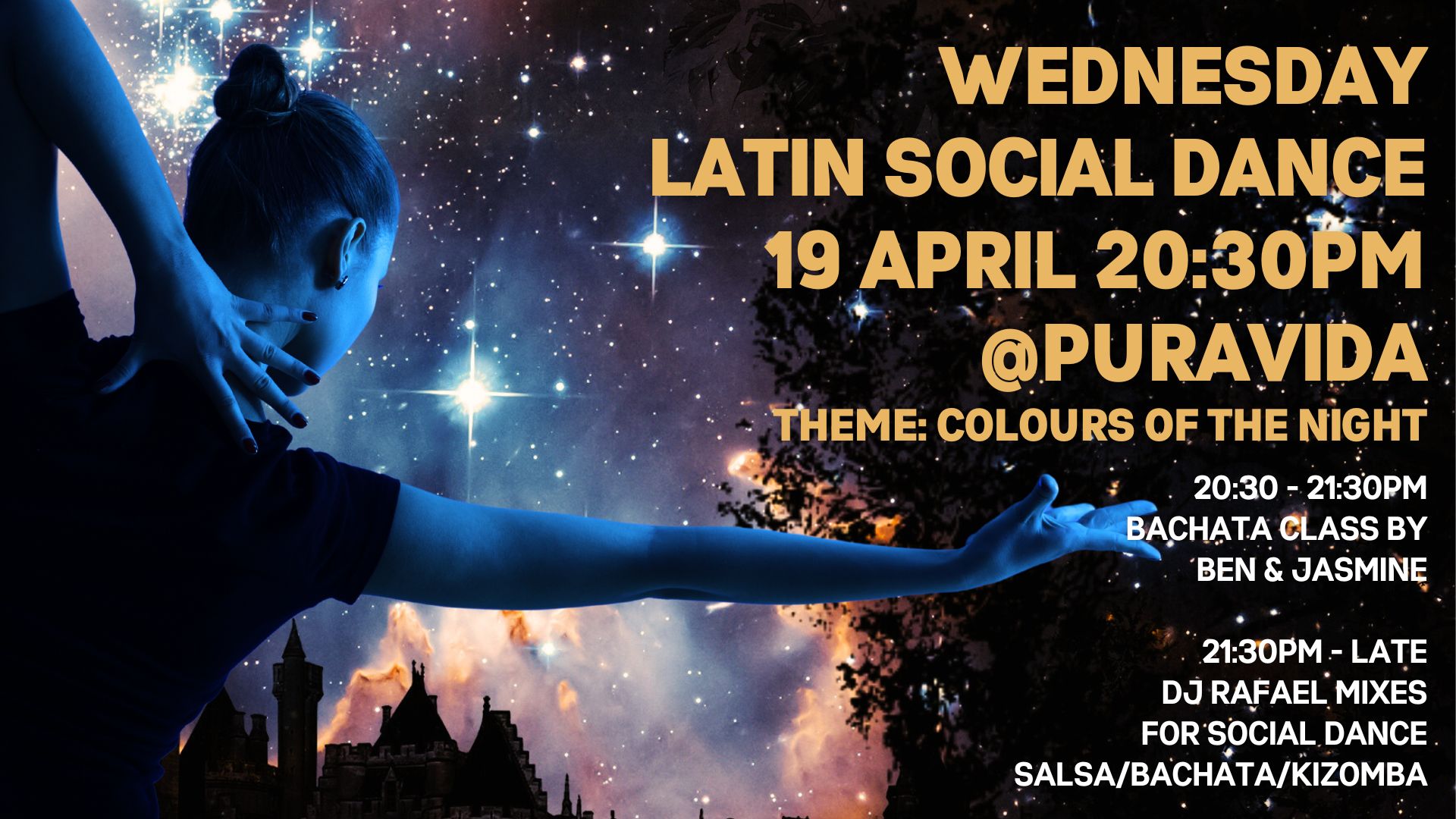 19 April Wednesday Latin Dance @Puravida Salsa Bachata Kizomba