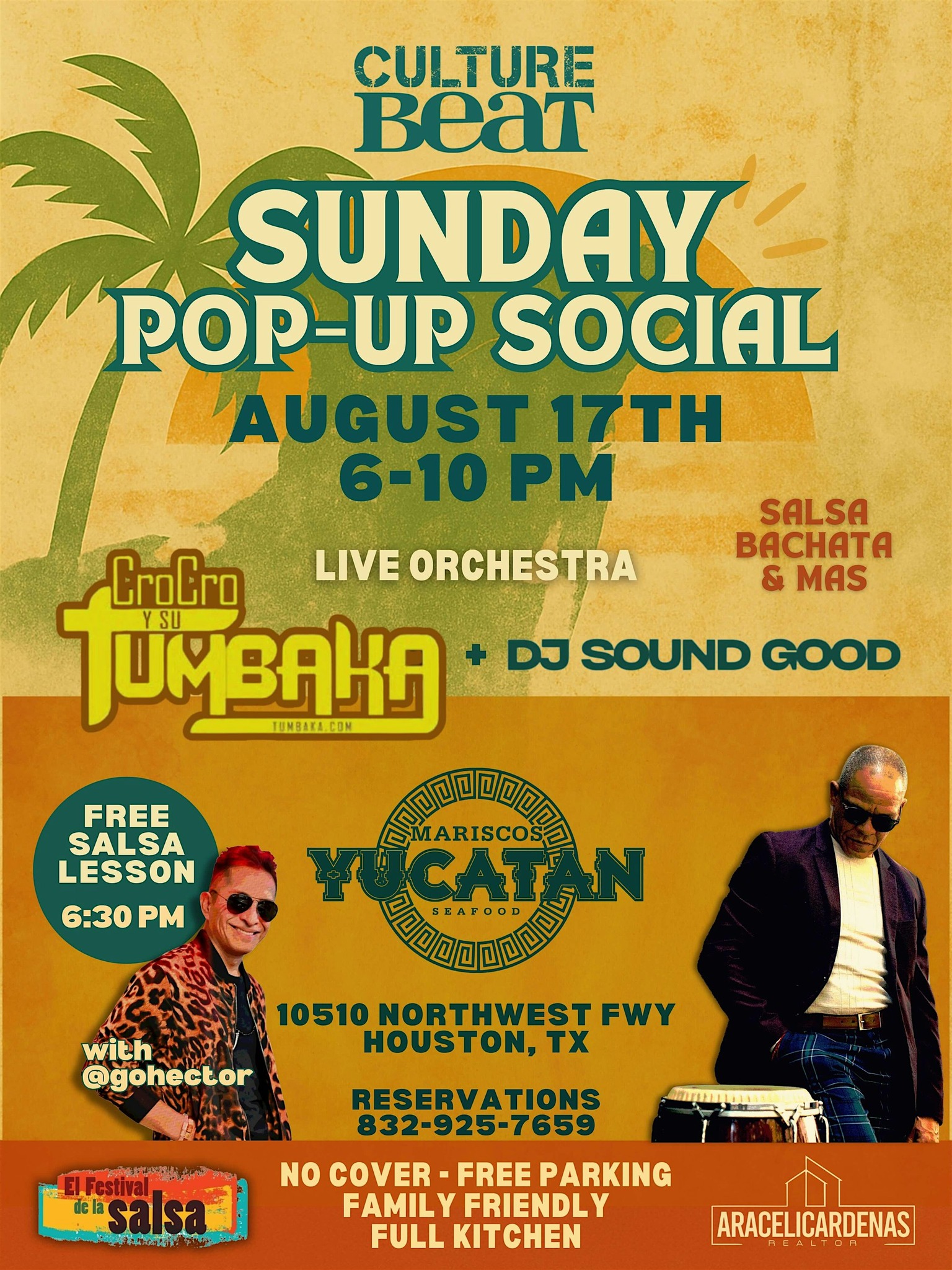 Sunday Pop-Up Social with LIVE Orchestra CroCro y Tumbaka FREE! AUG 17th @ MARISCOS YUCATAN