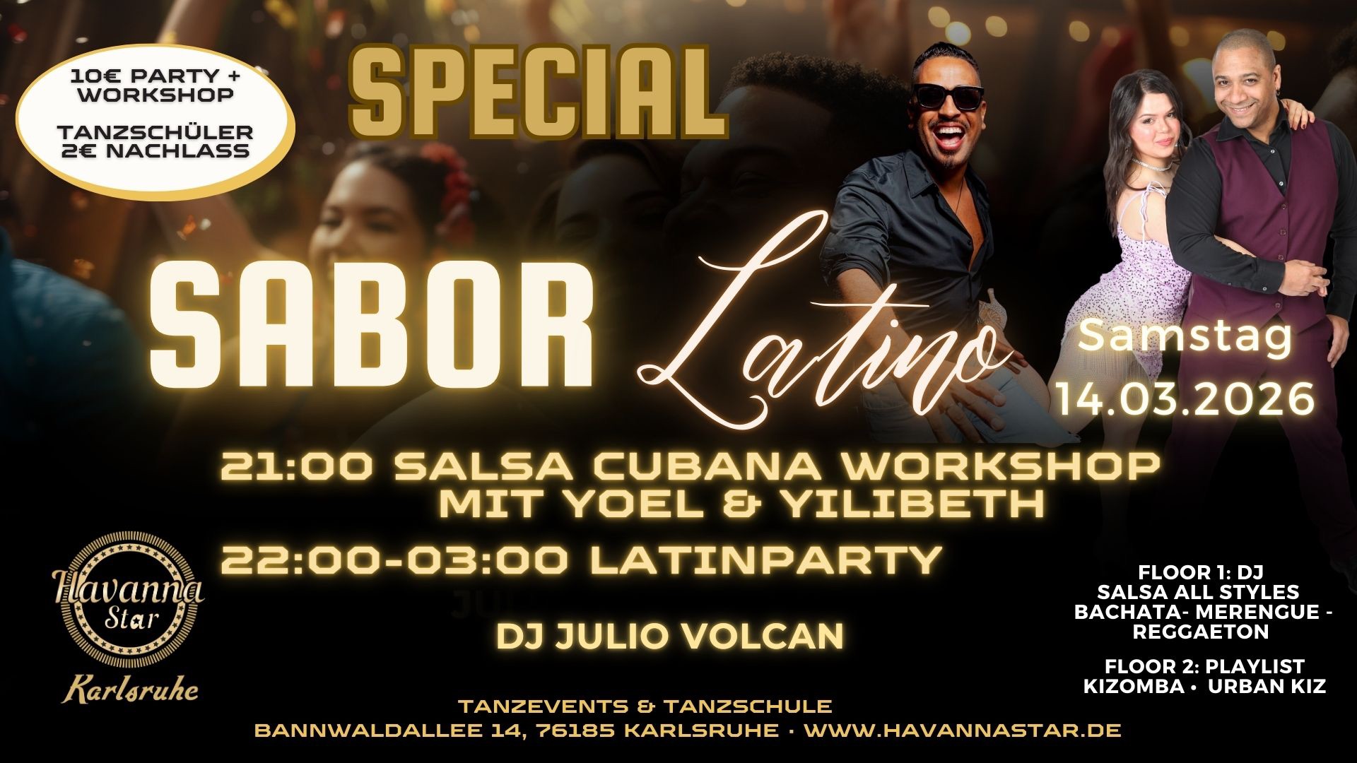 Latinparty für 10€ mit Salsa Cubana Workshop ⭐️