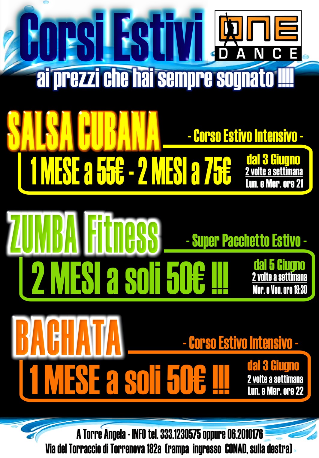 SALSA-ZUMBA-BACHATA CORSI ESTIVI ONEDANCE in promozione !-