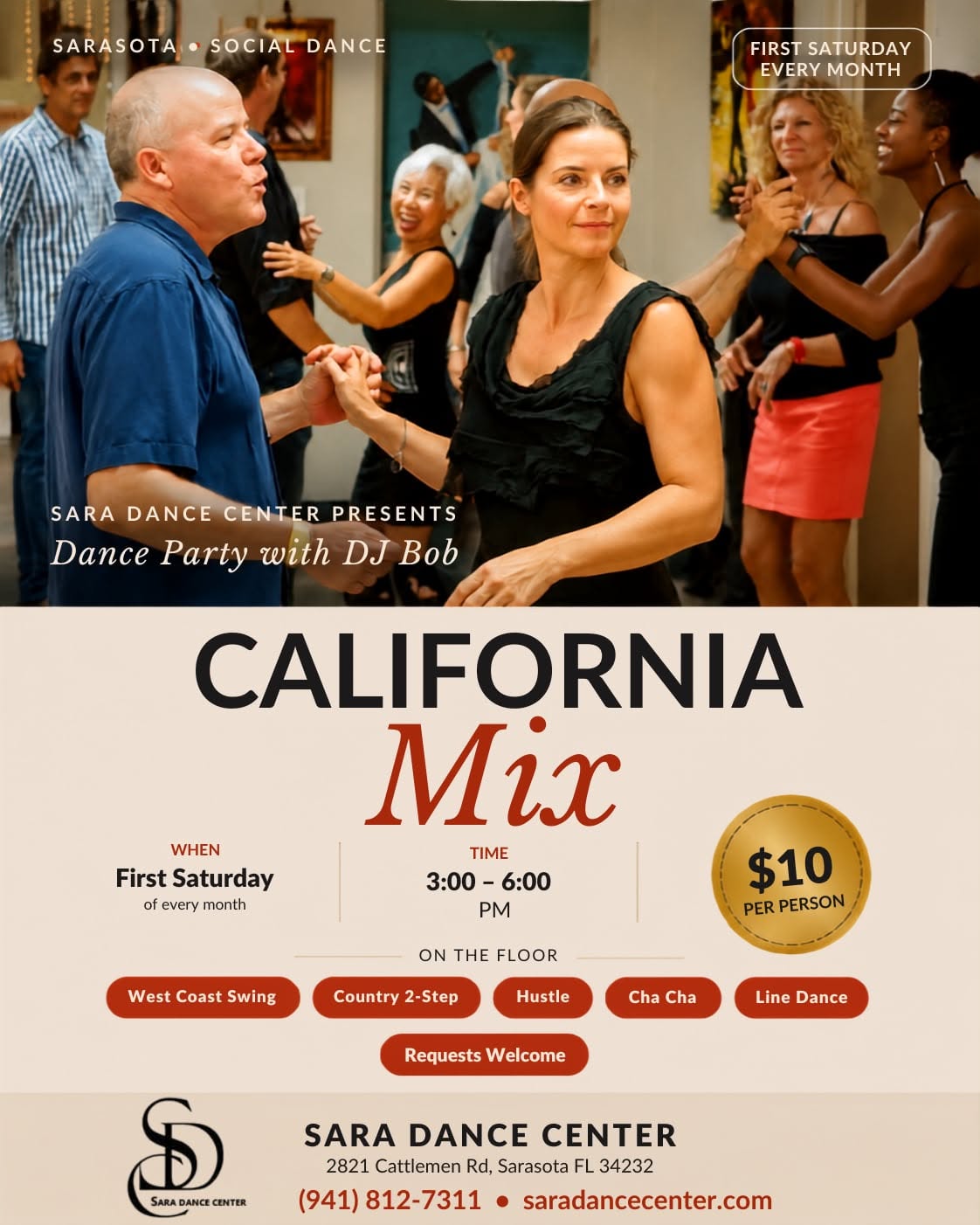 California Mix Dance Party at Sara Dance First Sat. of every month