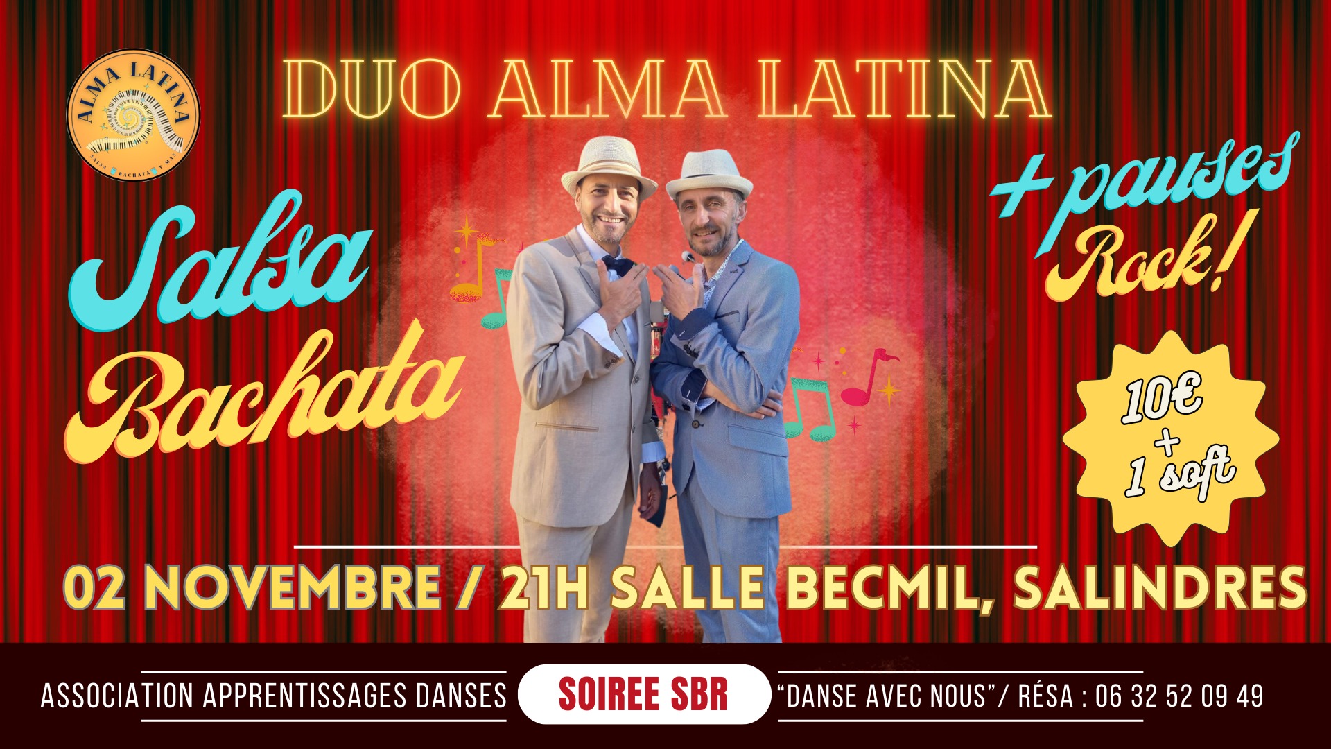 Soirée SBR, Salsa Bachata avec Alma Latina (pauses rock !) Salle Becmil Salindres