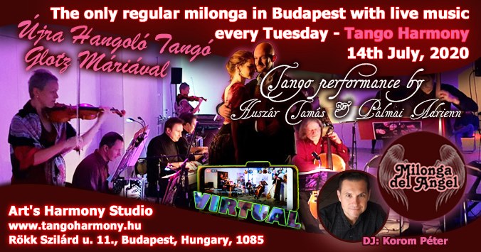 Élőzenés Milonga del Angel keddenként az Art's Harmony Studioban