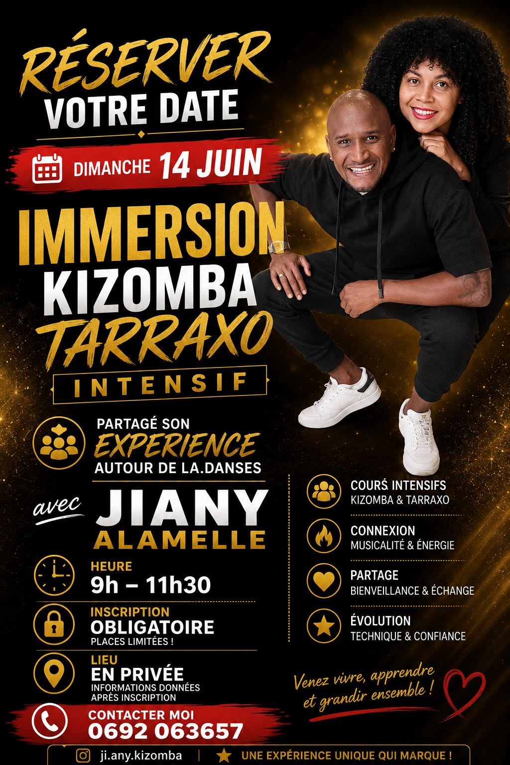 " IMMERSION KIZOMBA & TARRAX0 INTENSIF DIMANCHE 14 JUIIN 9H 11H30 PLUS INFOS JIANY 0692 063657