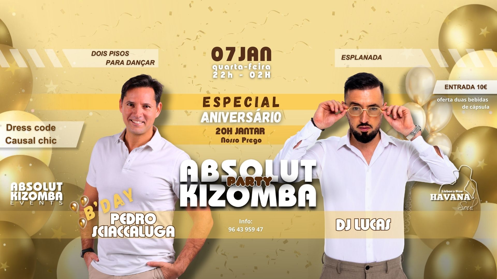 Quarta-Feira - Absolut Kizomba Party! @HAVANA! - 7.JAN.26! - Especial Aniversário Pedro Sciaccaluga