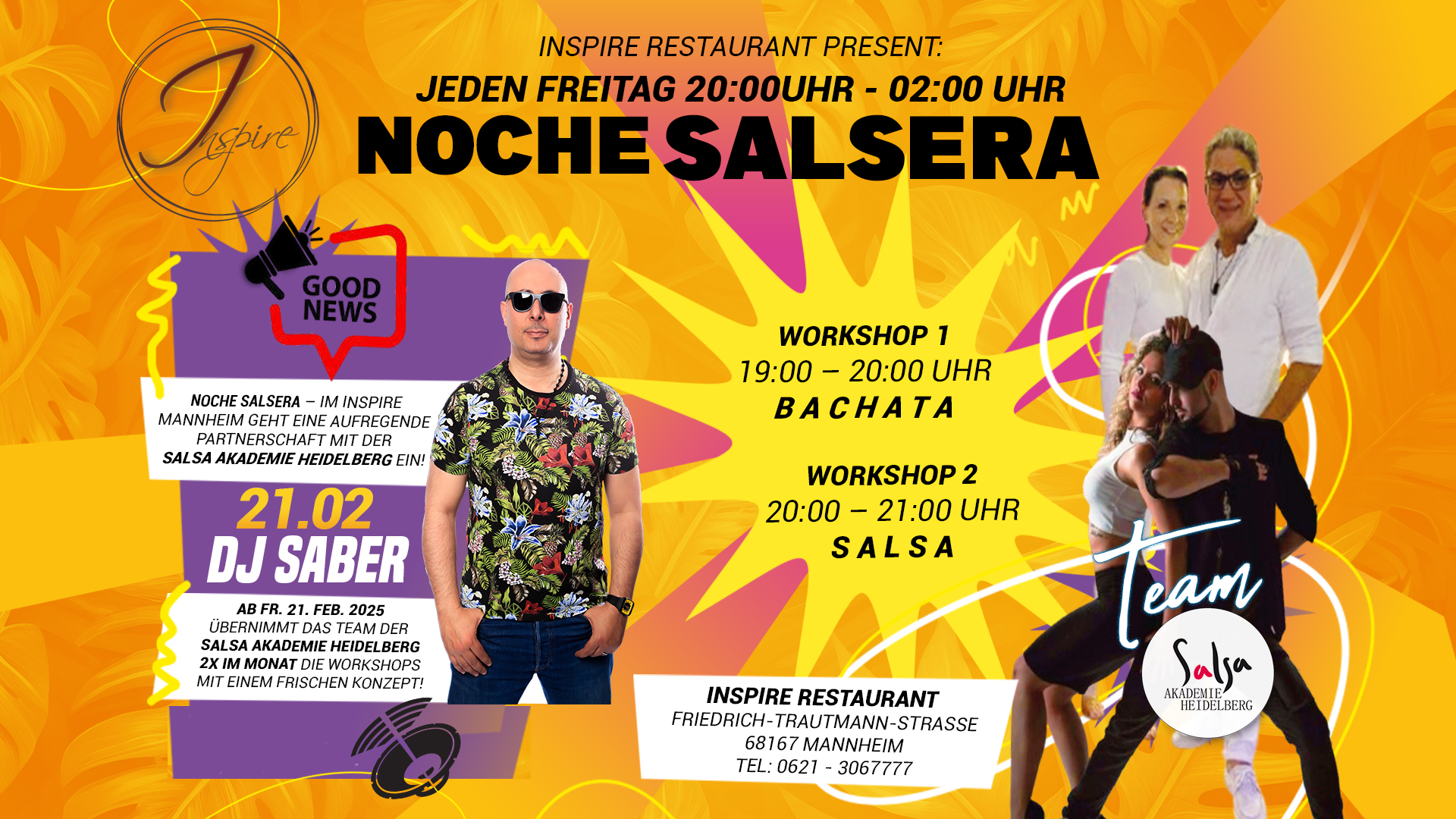21 02 NOCHE SALSERA @INSPIRE MANNHEIM 2x WORKSHOP: SAH-Heidelberg Team