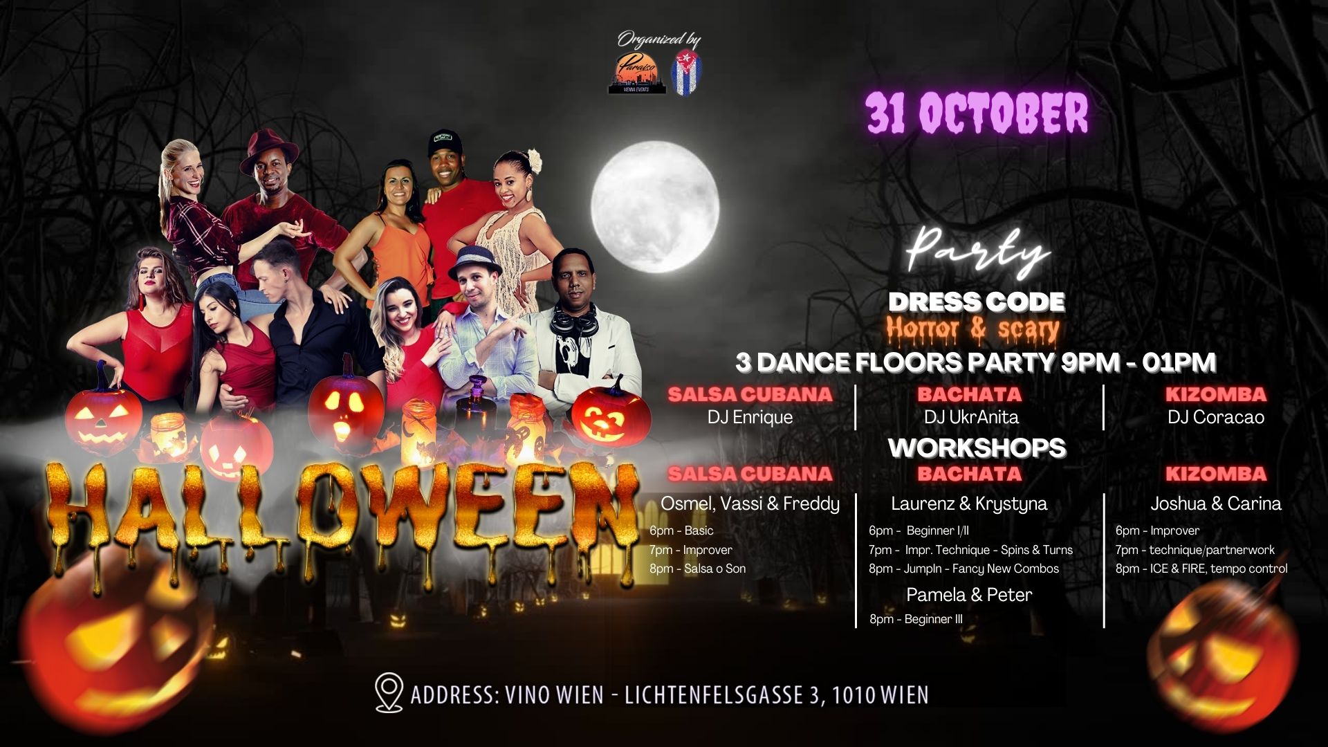 Halloween Paraiso & ยกA bailar Viena! - 3 dance floors party