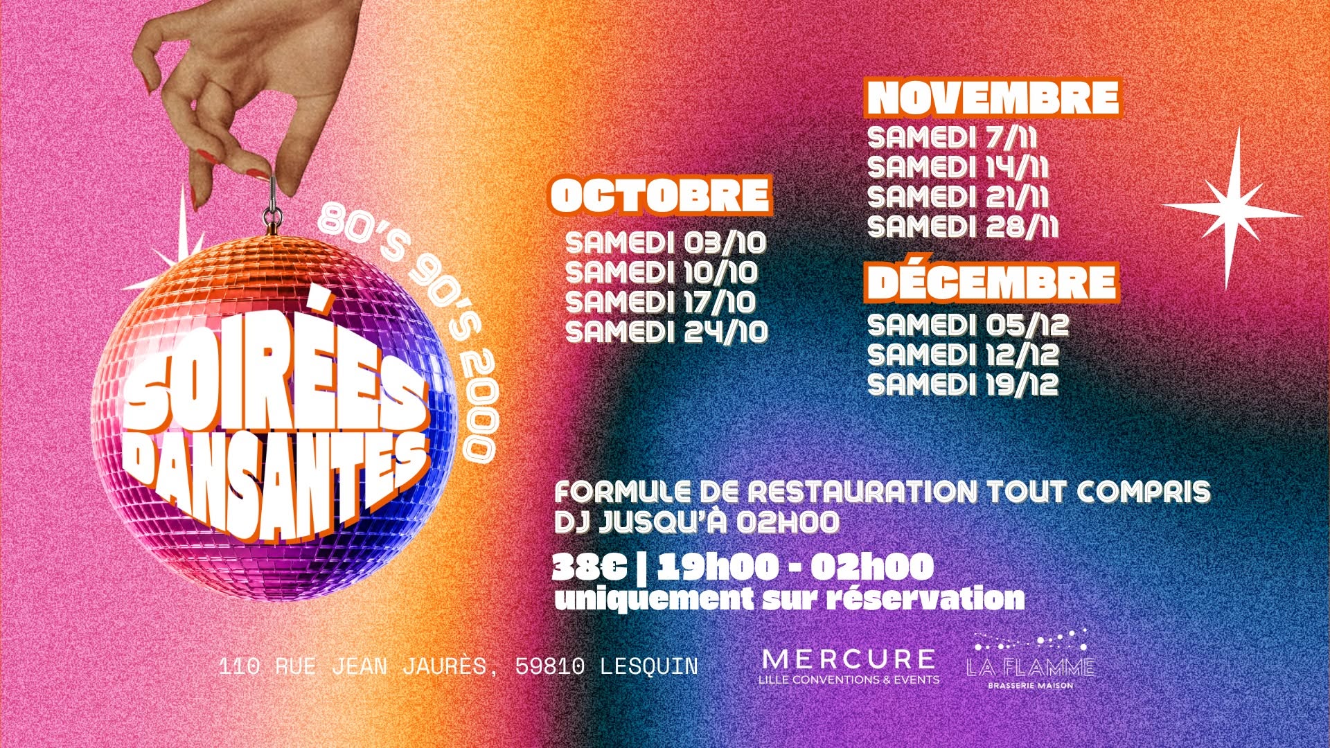 Soirées dansantes 80's à aujourd'hui 🪩