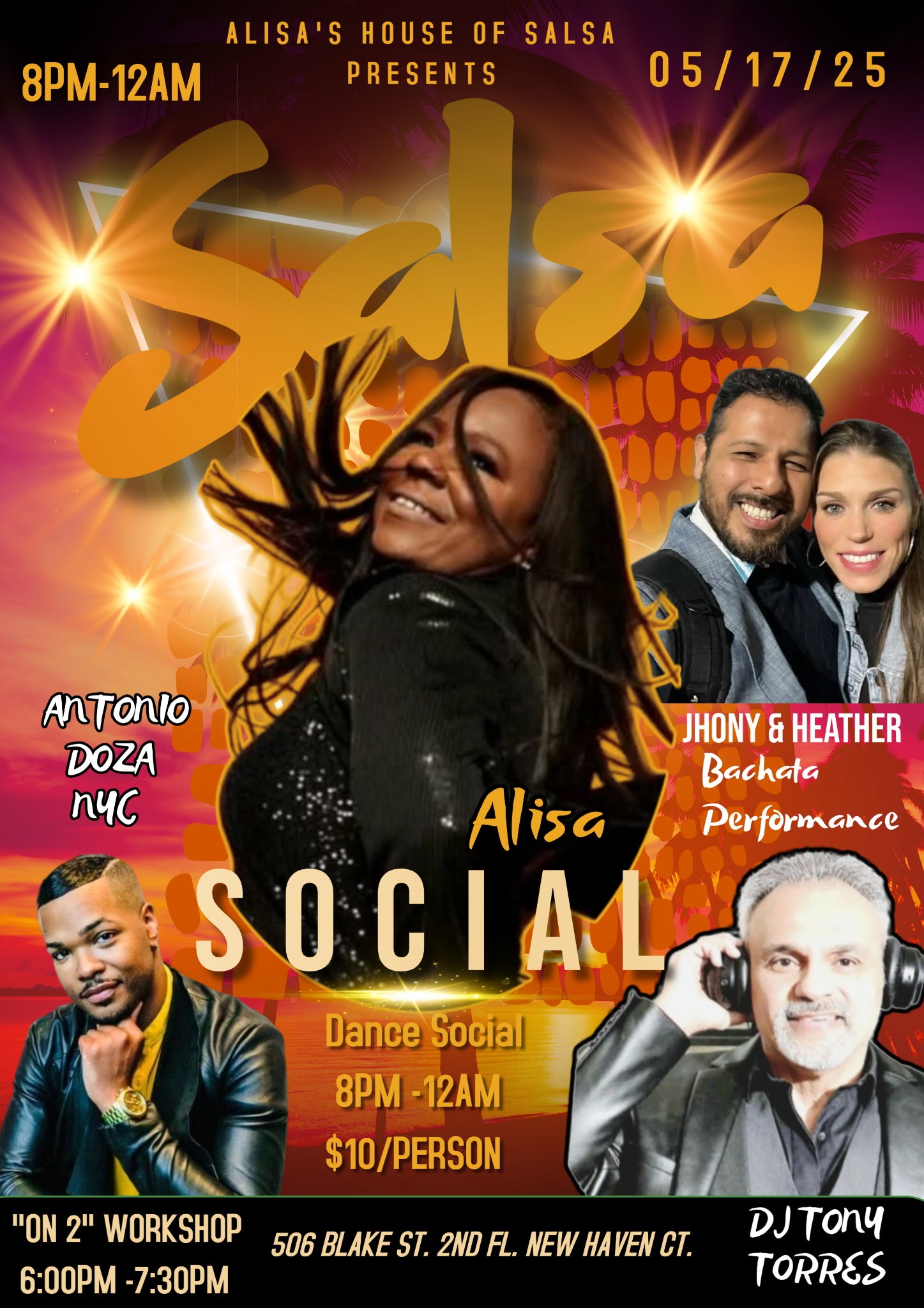 ALISA'S HOUSE OF SALSA PRESENTS: ON2 Workshop w Antonio Doza & DANCE SOCIAL