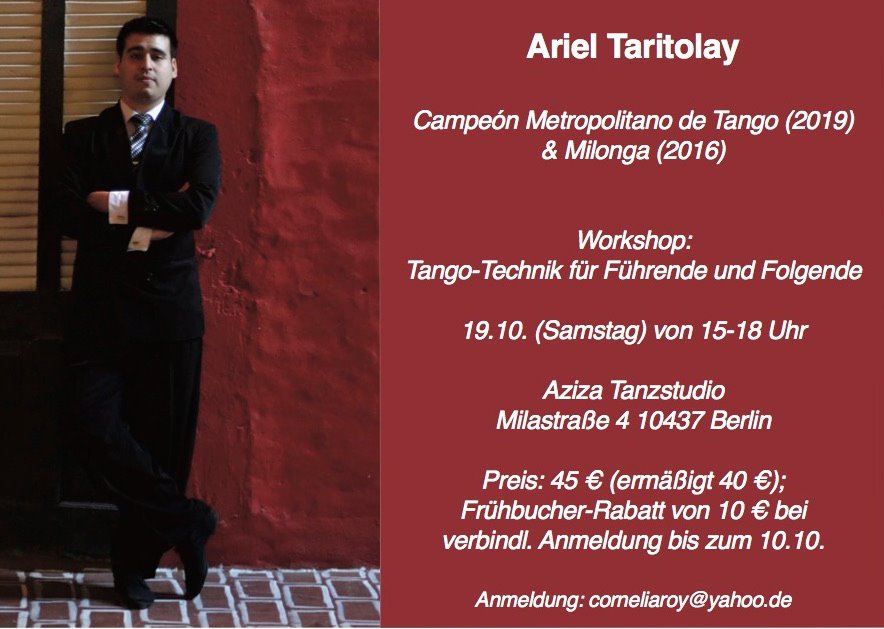 Workshops mit Tango & Milonga-Champion Ariel Taritolay