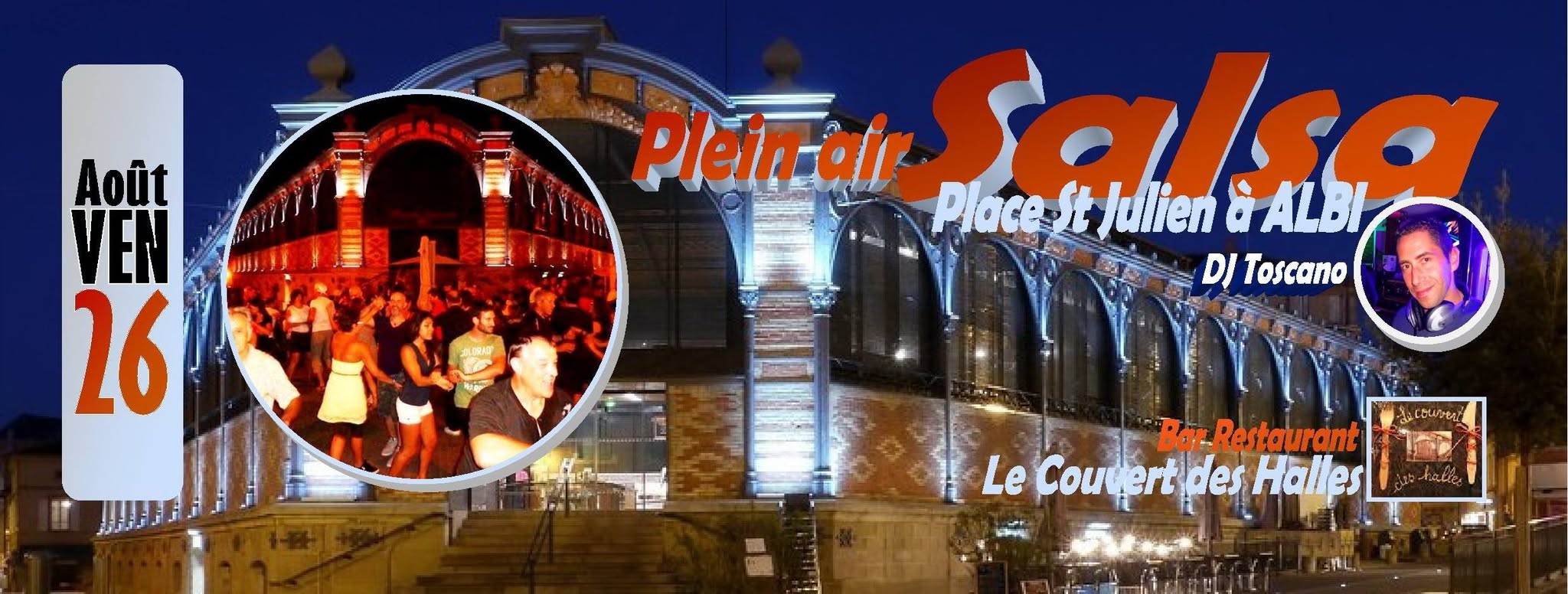 Soirée Salsa en Plein air sur la Place St Julien à Albi avec Le Couvert des Halles