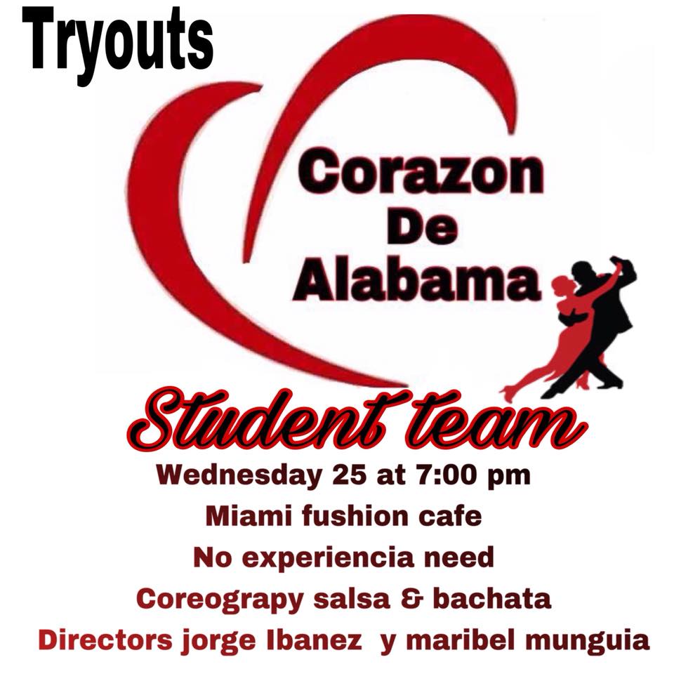 Tryouts corazón de Alabama students team