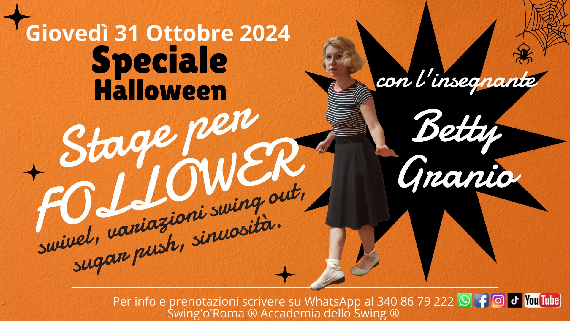 Stage per follower - speciale Halloween Giovedì 31 - Swivel, swing out, Sugar push, sinuosità