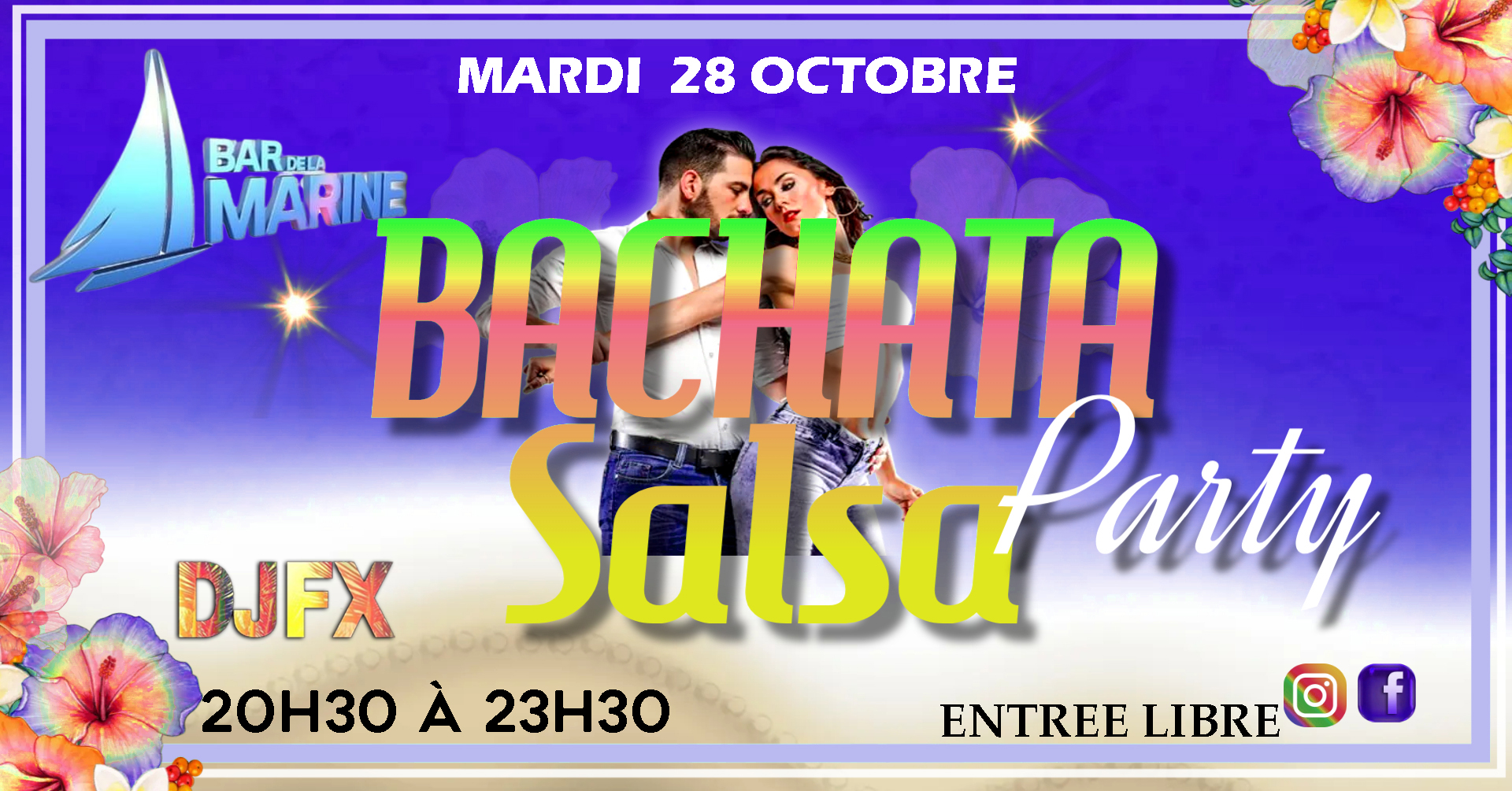 ⭐Soirée BACHATA Salsa⭐ Mardi 14 oct BAR DE LA MARINE St Gilles 💥Entrée Libre💥 20h30 à 23h30