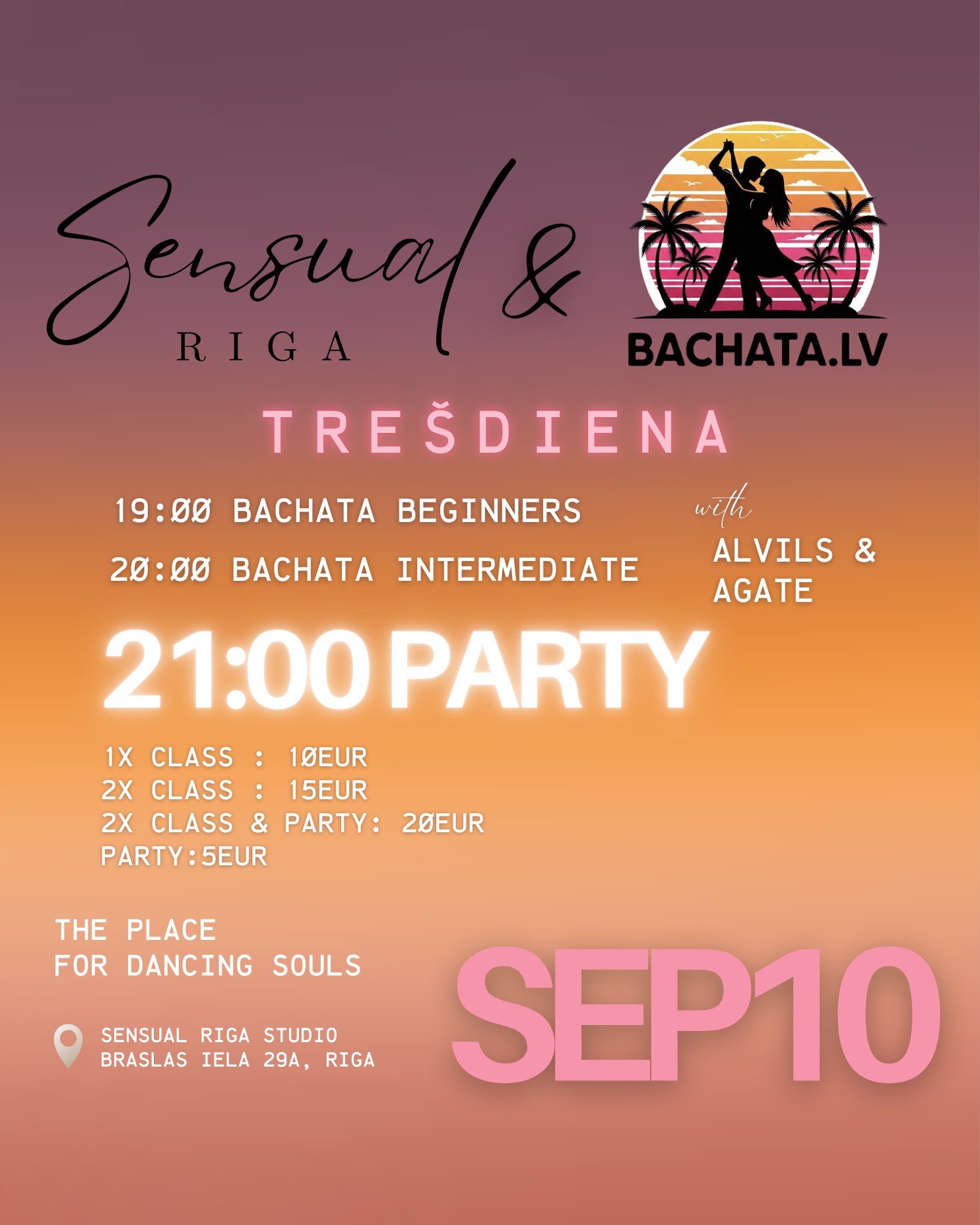 Bachata Classes and Party in Sensual Riga Studio 10.09