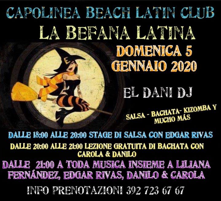 Domenica 5 Gennaio Befana Latina al Capolinea Beach Latin Club