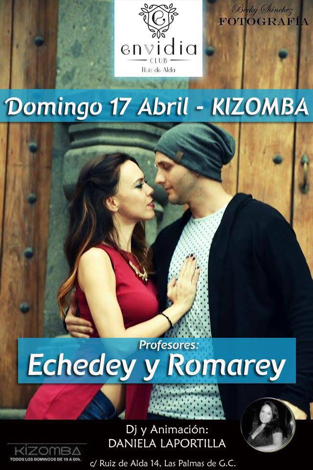 Domingo 17 de abril Taller Kizomba con Echedey y Romarey 19hs