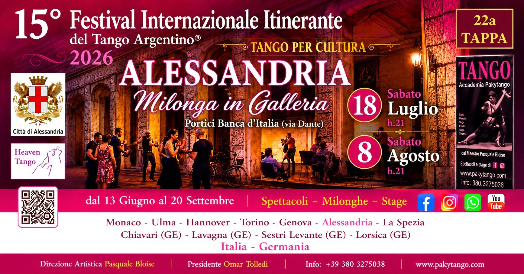 SAB 8 AGO 15°Festival I.I.,TANGOxCultura(PorticatoBancaD'Italia) 22°TAPPA