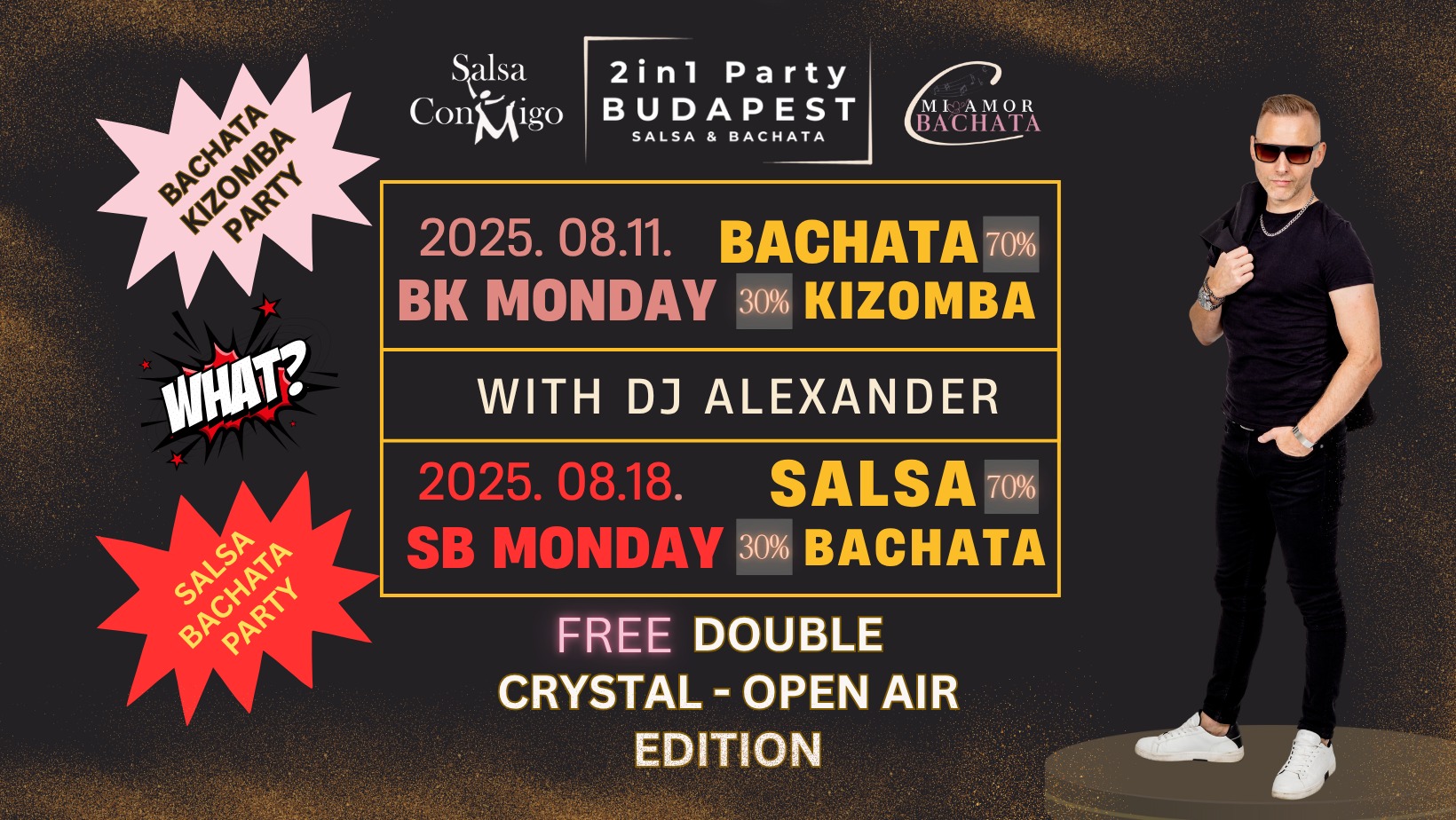 2in1 Party BUDAPEST FREE Salsa-Bachata-Kizomba Open Air Parties August