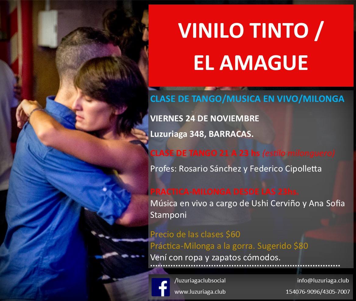 Vinilo tinto El Amague Clase de Tango Música en vivo Milonga