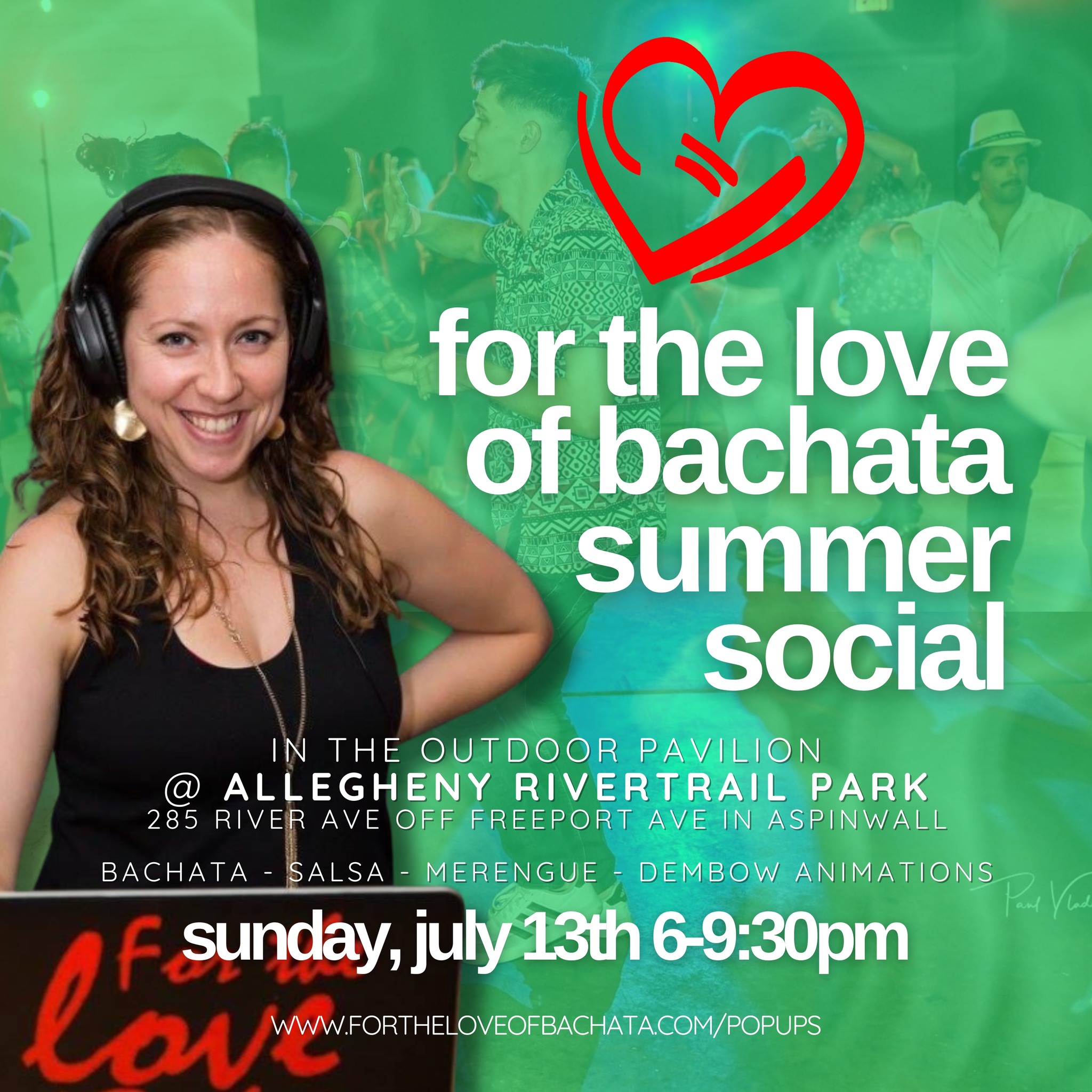 Sunday Pop-Up Bachata Social @ Allegheny RiverTrail Park For the Love of Bachata July 13th