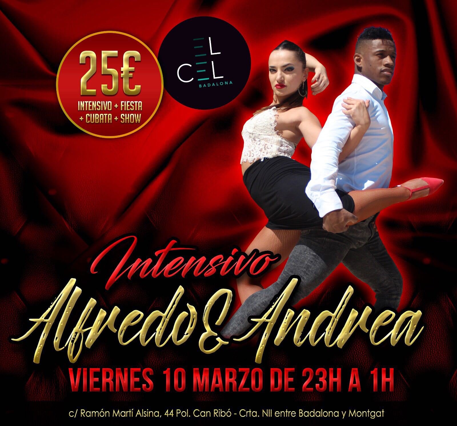 Bachata workshop 2h. with Alfredo & Andrea + party at el Cel Badalona