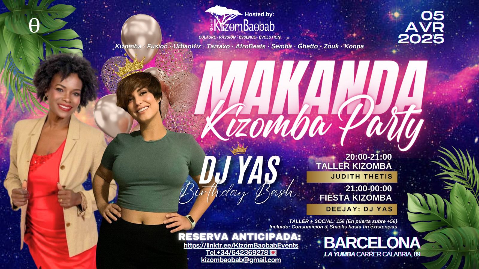 Makanda Kizomba Party (mensual) DJ YAS BIRTHDAY BASH 05.04.2025 BARCELONA by KizomBaobab
