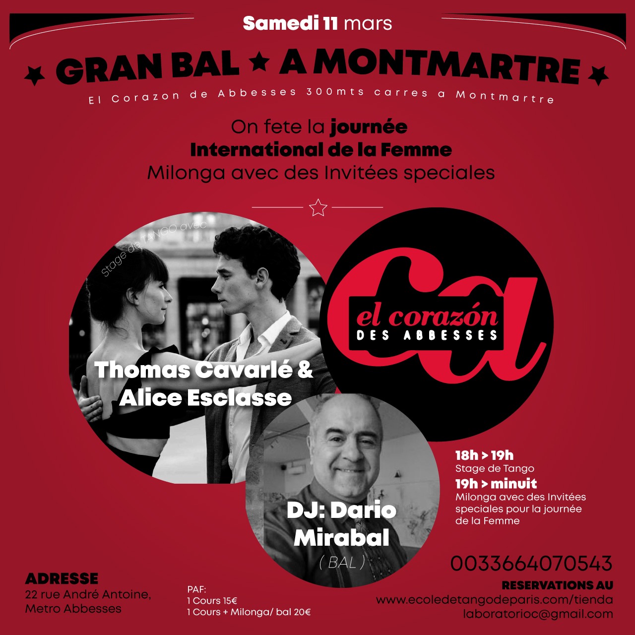 El Corazon de Abbesses 11 mars Journée International de la Femme