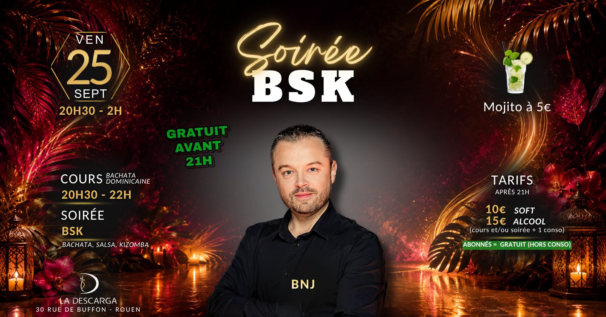 La soirée BSK - cours de bachata (bachata - salsa - kizomba)