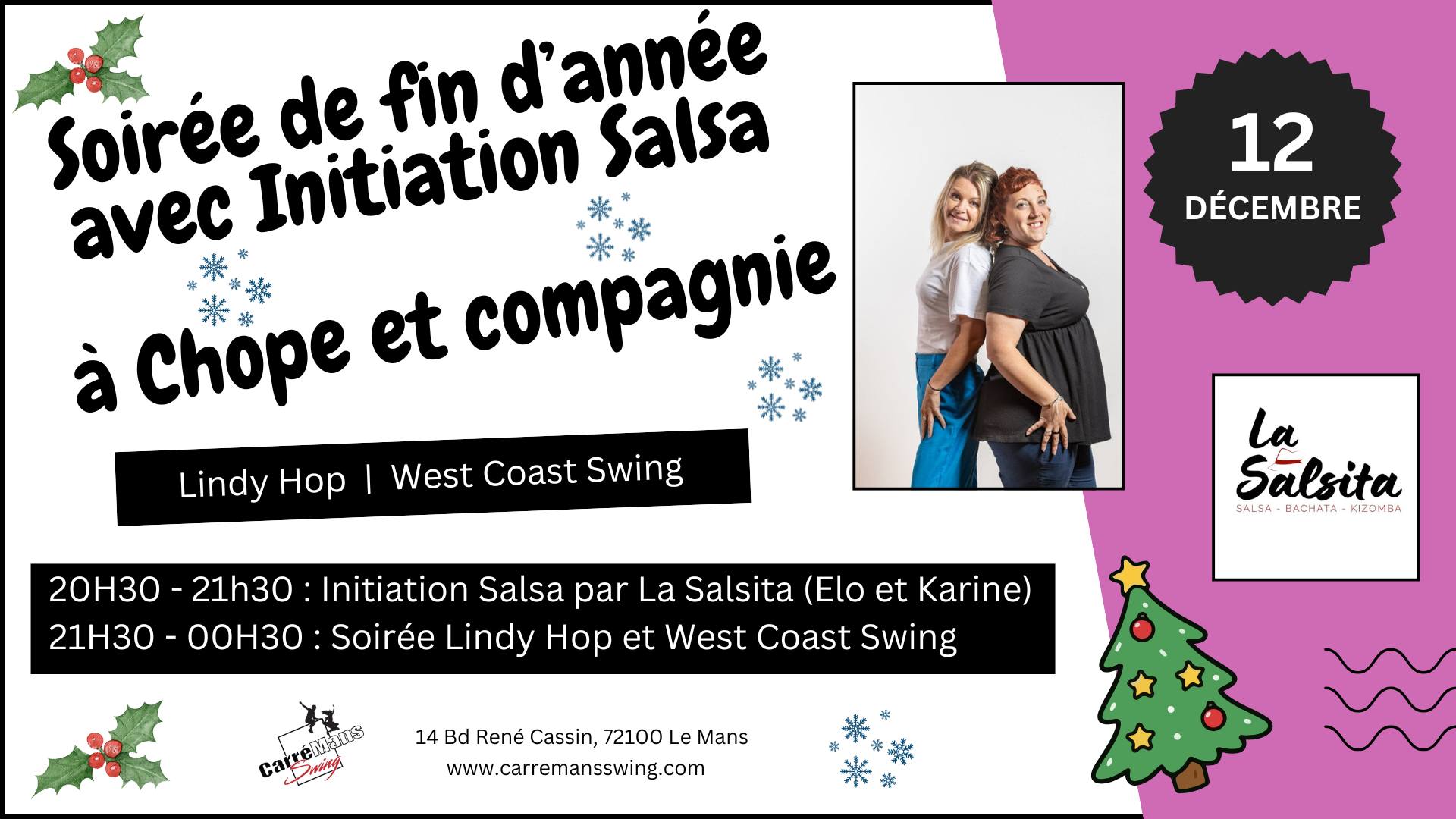 Soirée de fin d'année Lindy Hop et West Coast Swing - Initiation Salsa (La Salsita)