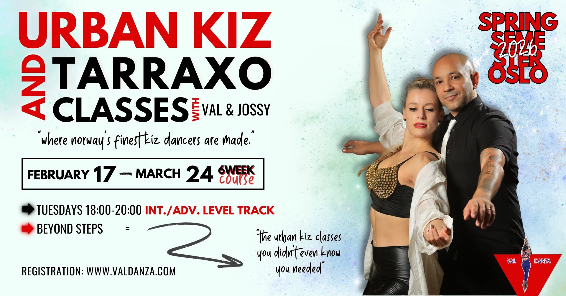 6-week February Course Urban Kiz, Tarraxo, Douceur w Val Danza & Jossy: interm. adv.
