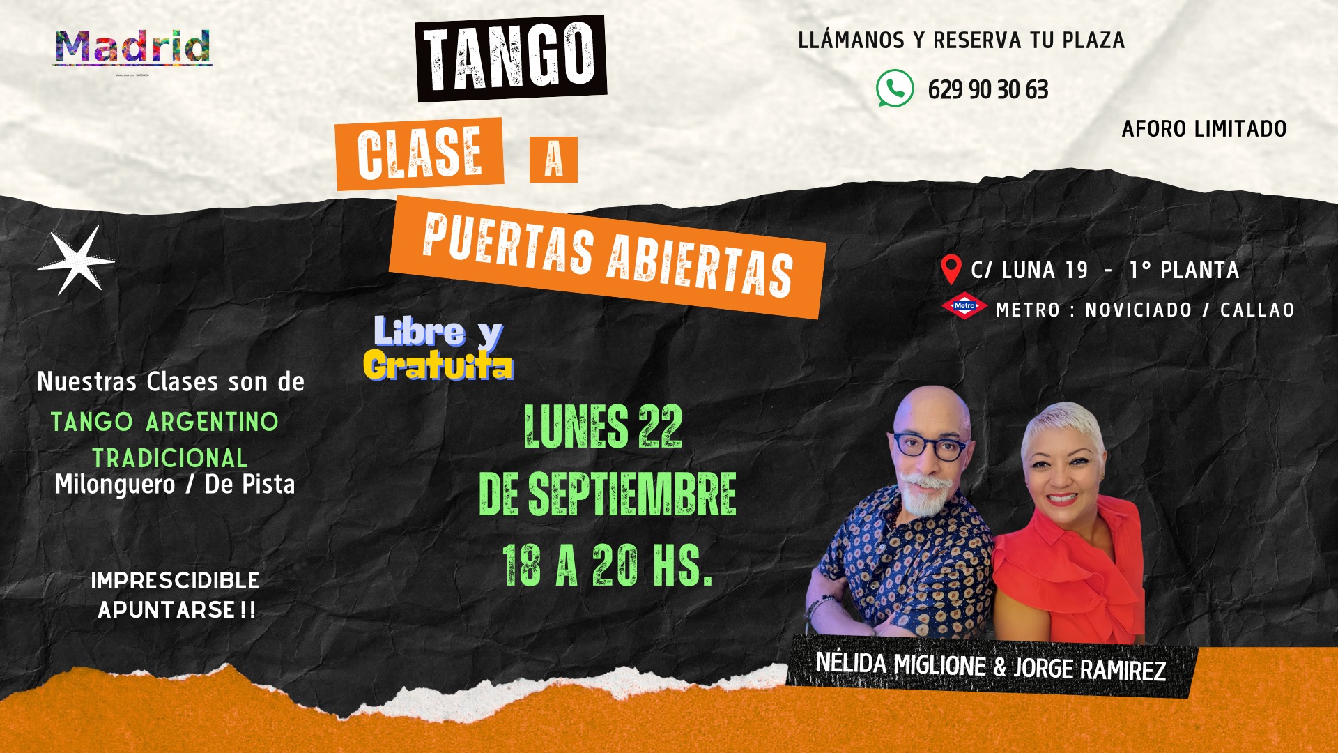 Clase de Tango "A PUERTAS ABIERTAS" GRATIS