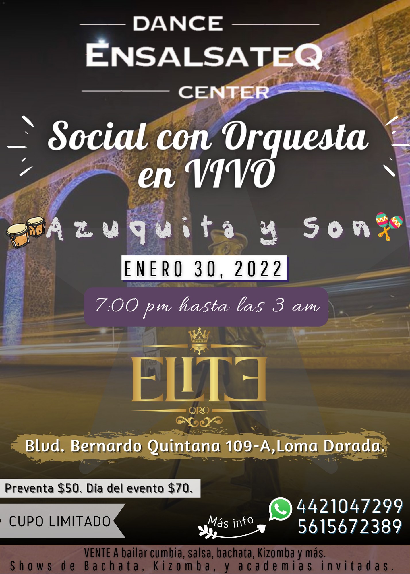 ENSALSATEQ SOCIAL CON ORQUESTA EN VIVO