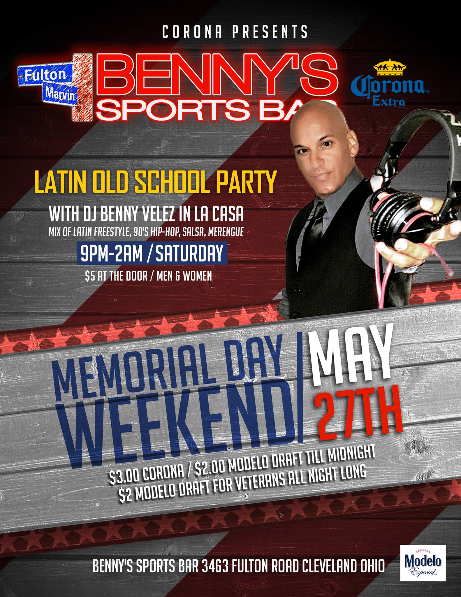 Memorial Weekend Latin Old School party with Benny Velez