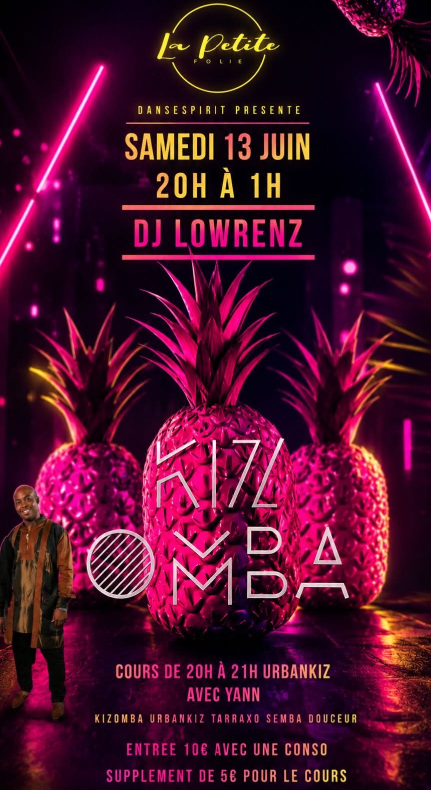 ⭐SOIREE KIZOMBA⭐ Samedi 13 JUIIN à la Petite Folie 20h à 1h DJ LOWRENZ Cours+ Soirée