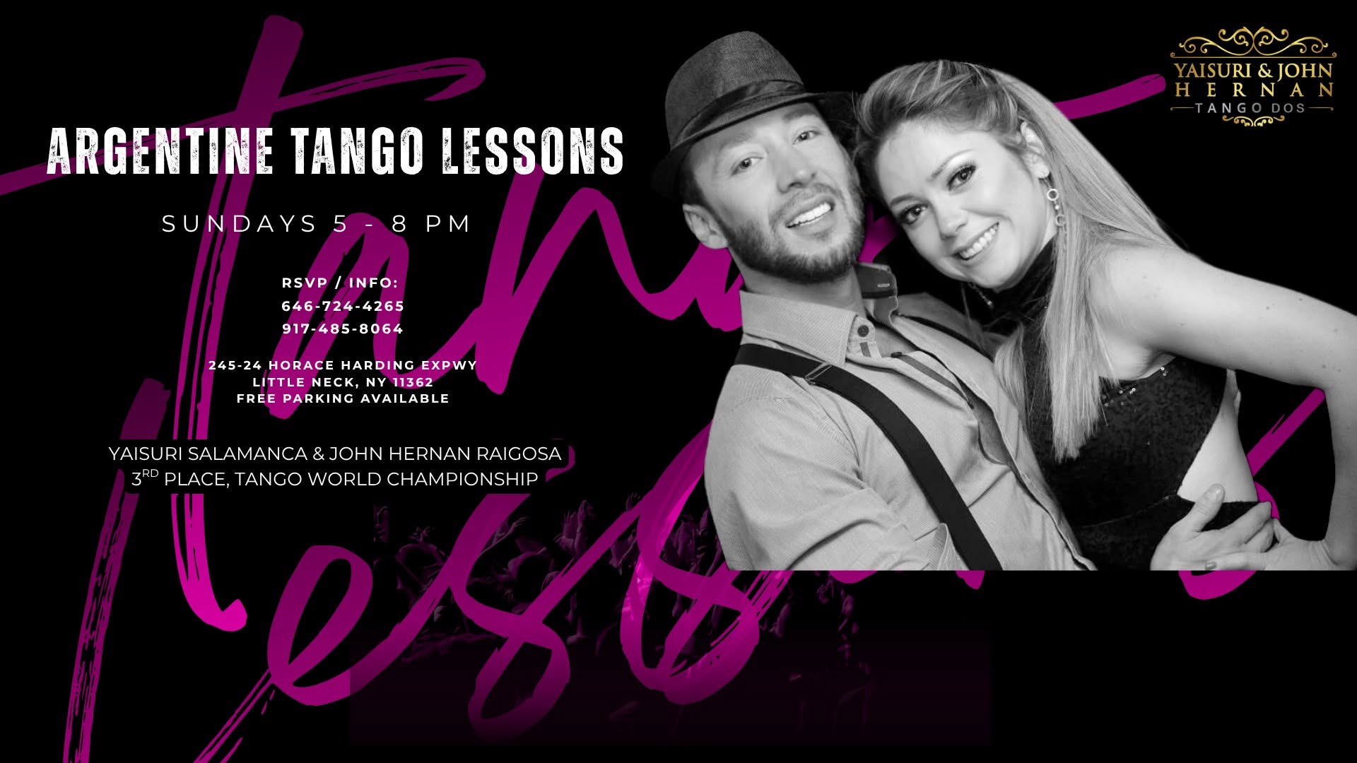 Classes resume on July 26. Sunday Argentine Tango Class + Practica in Little Neck, NY (5:00 8:00 PM)