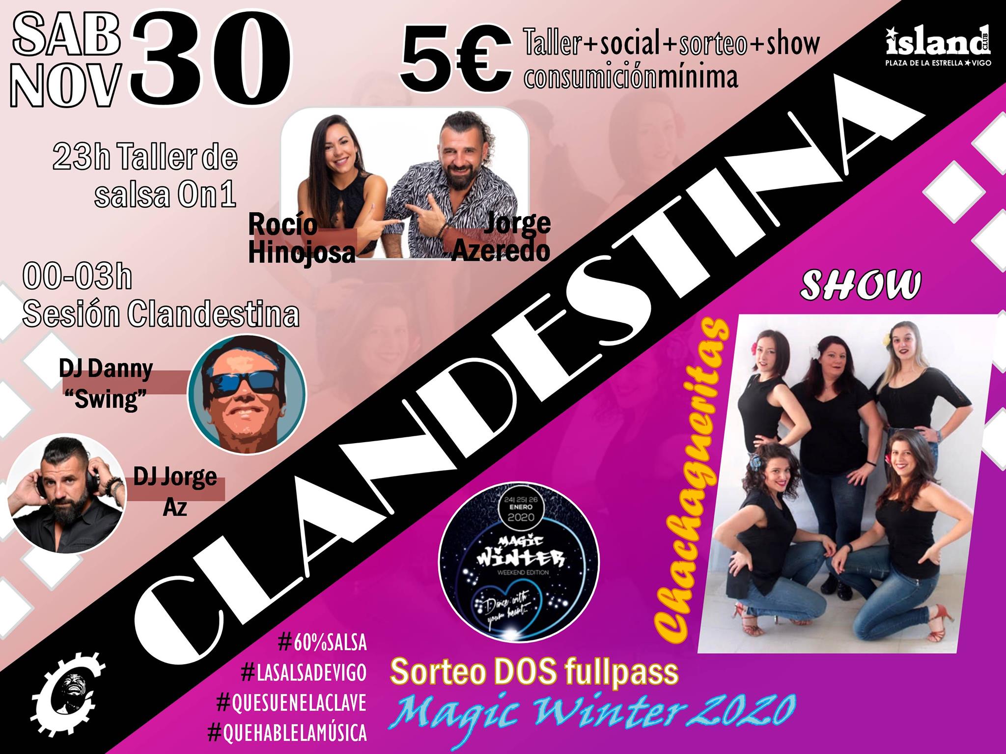 Clandestina V3.2 - Taller salsa, show y sorteo Magic Winter