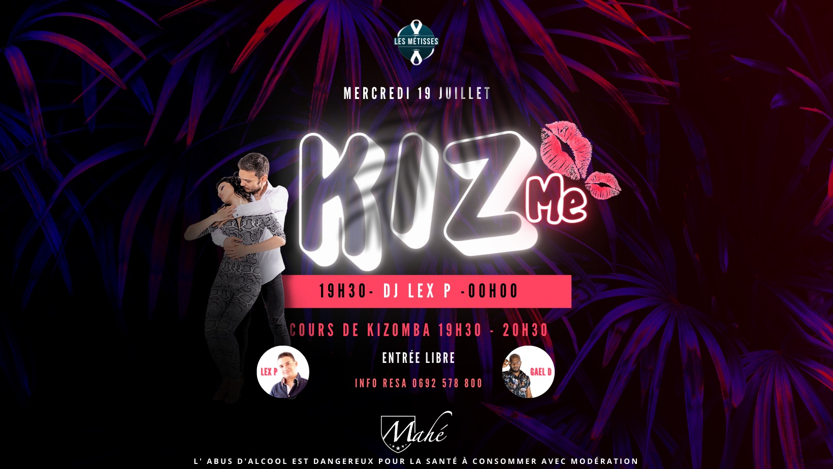 Kiz Me - Mercredi 19 Juillet @ Mahe