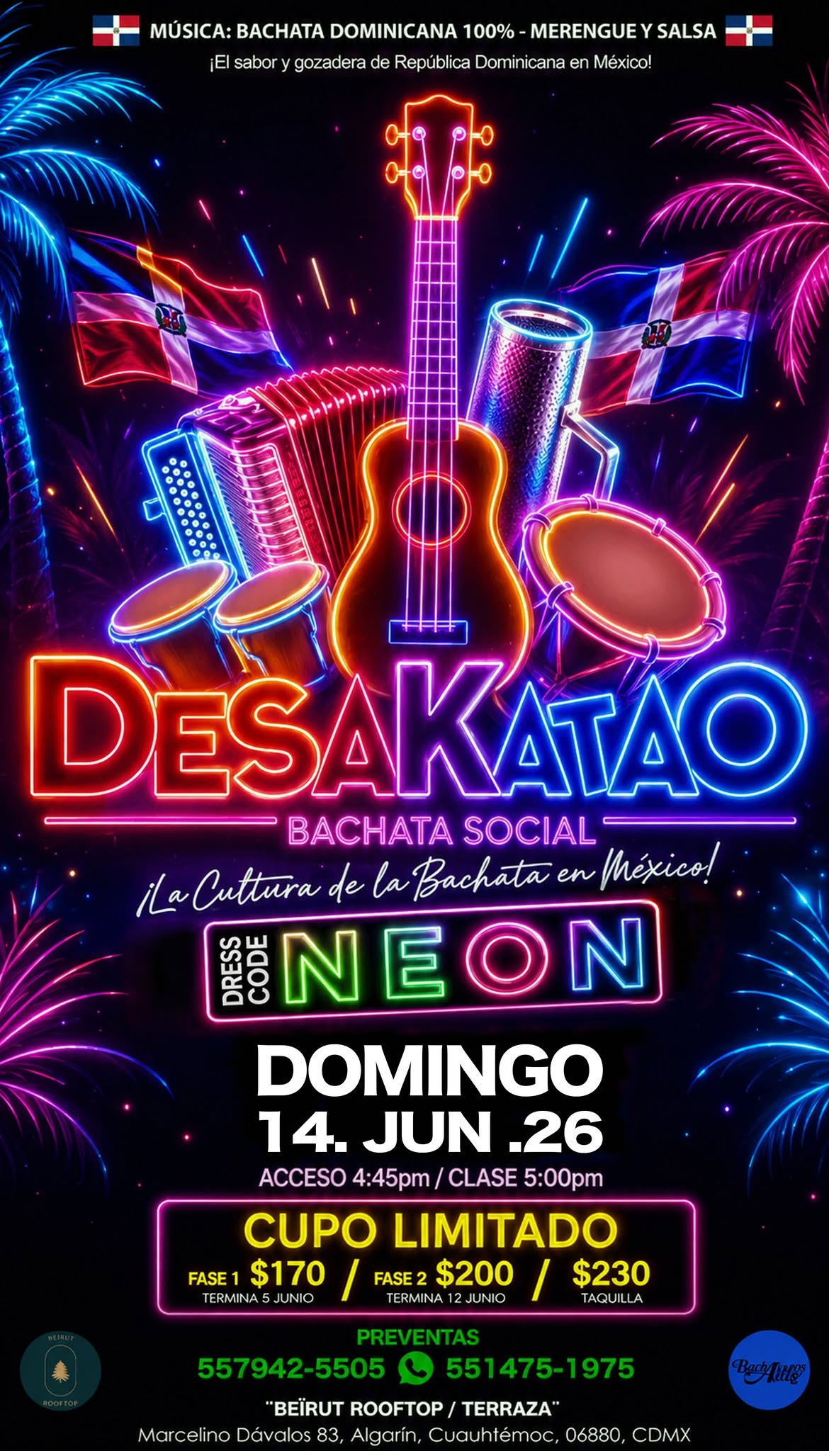 Desakatao Bachata Social ¨NEÓN¨ 14 de Junio